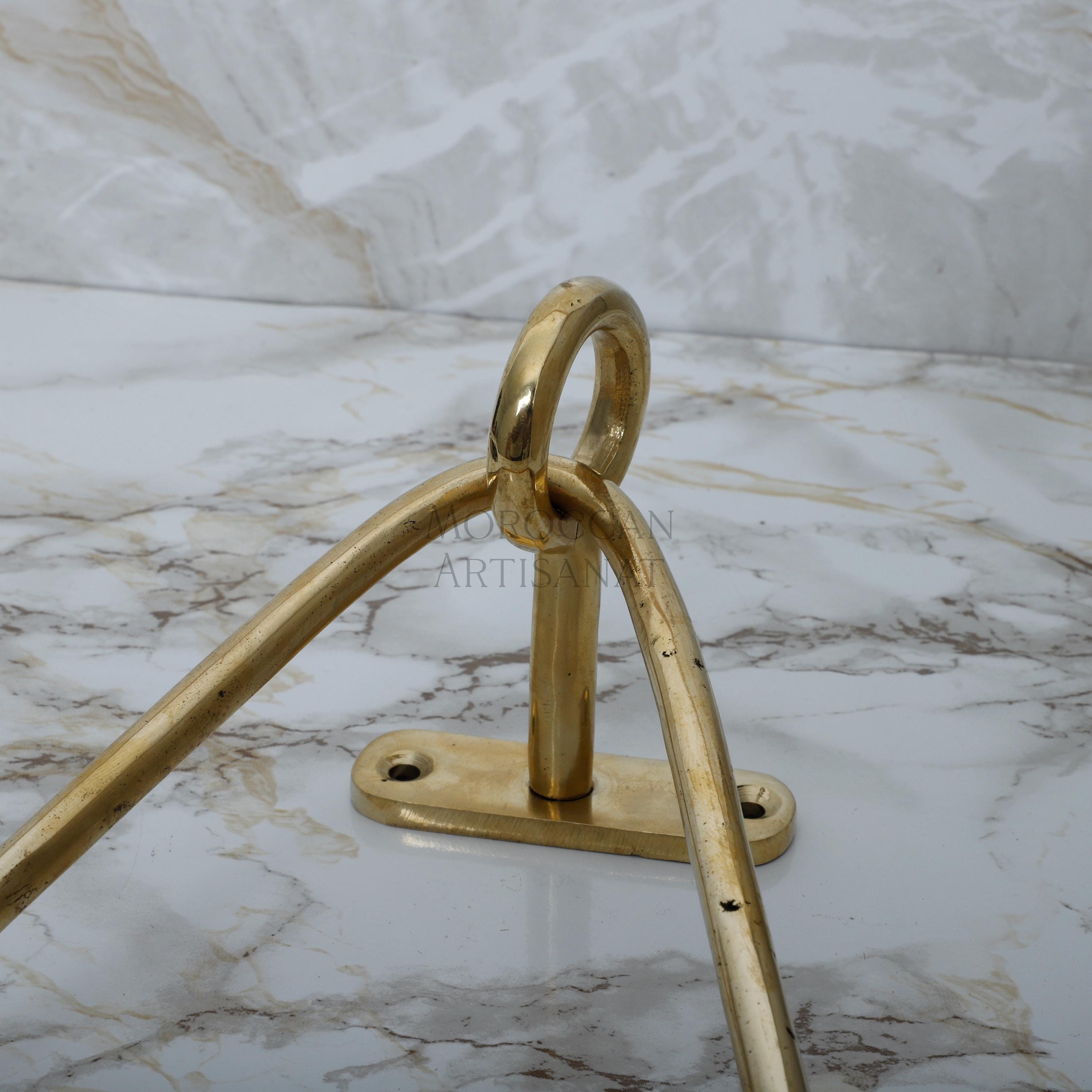 a marble counter top with a metal stand