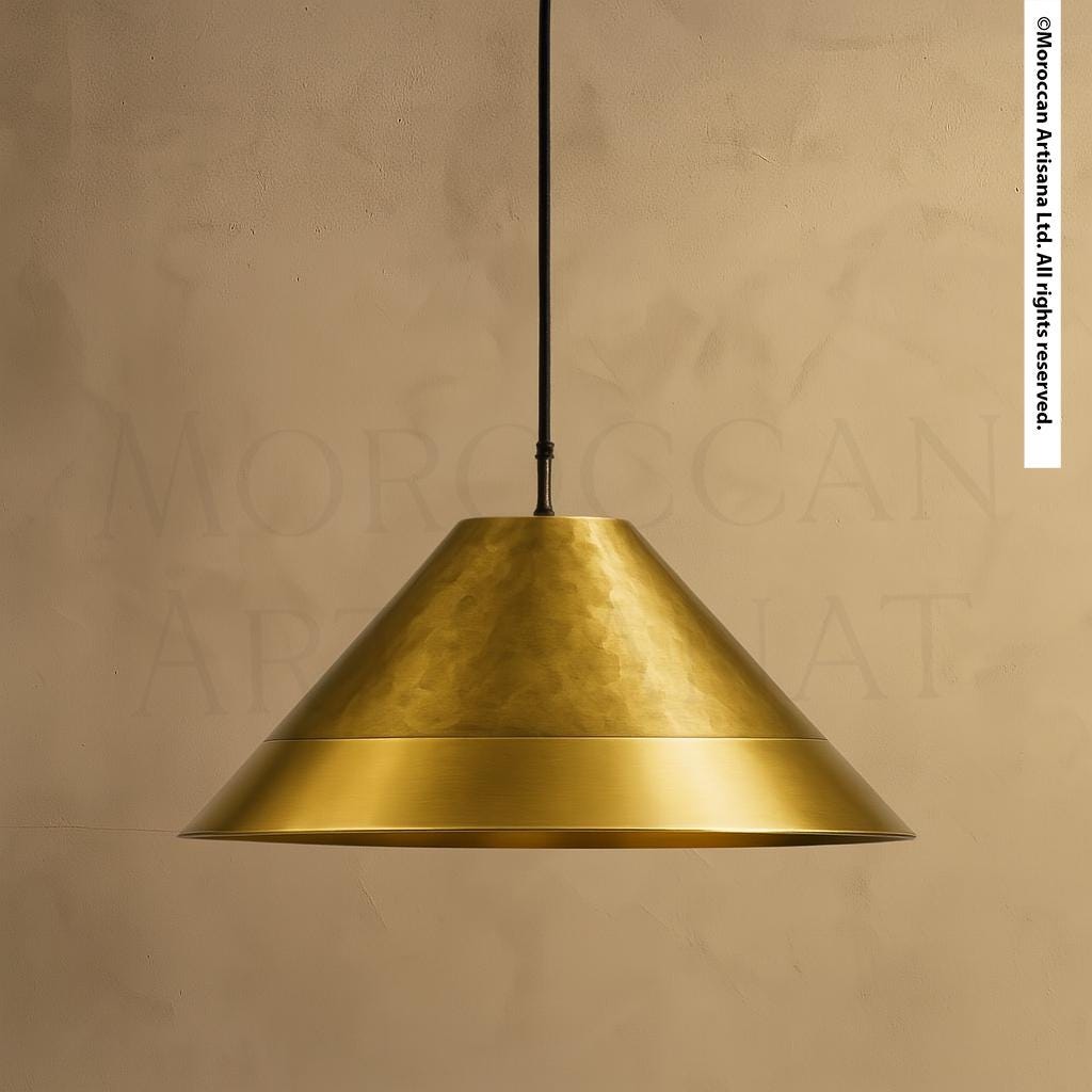 Handmade Brass Pendant Lamp – Moroccan Cone Dome Light