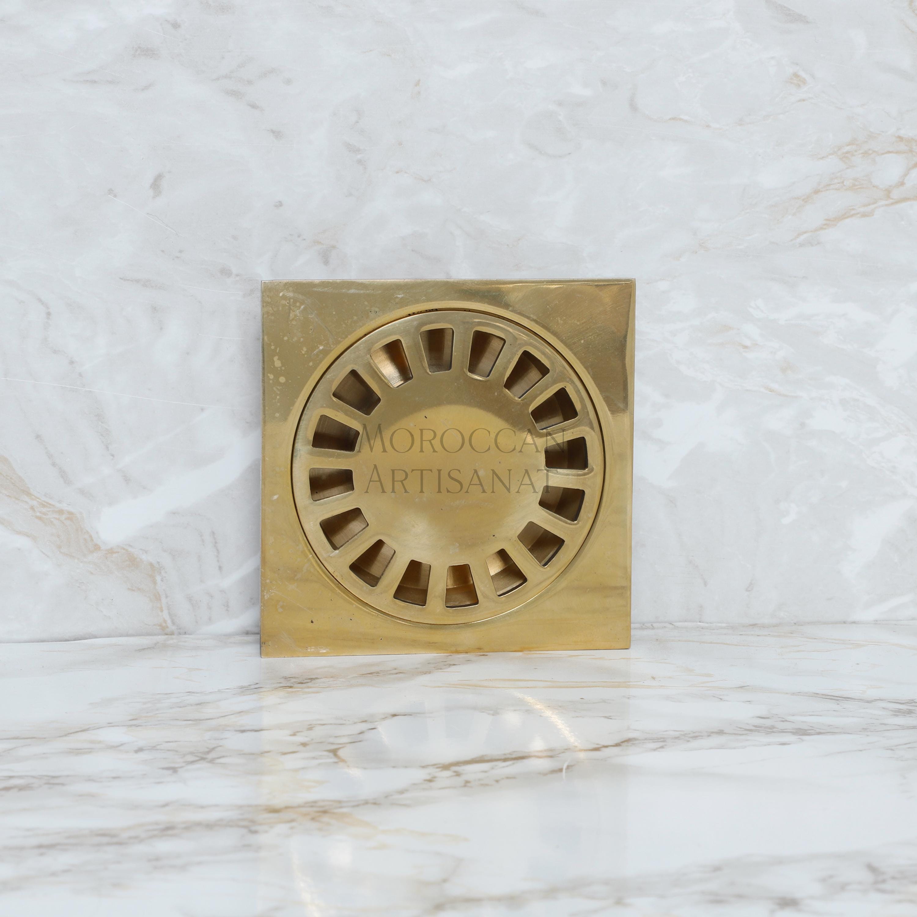 Handmade Brass Floor Cover – Moroccan Square Drain Cover