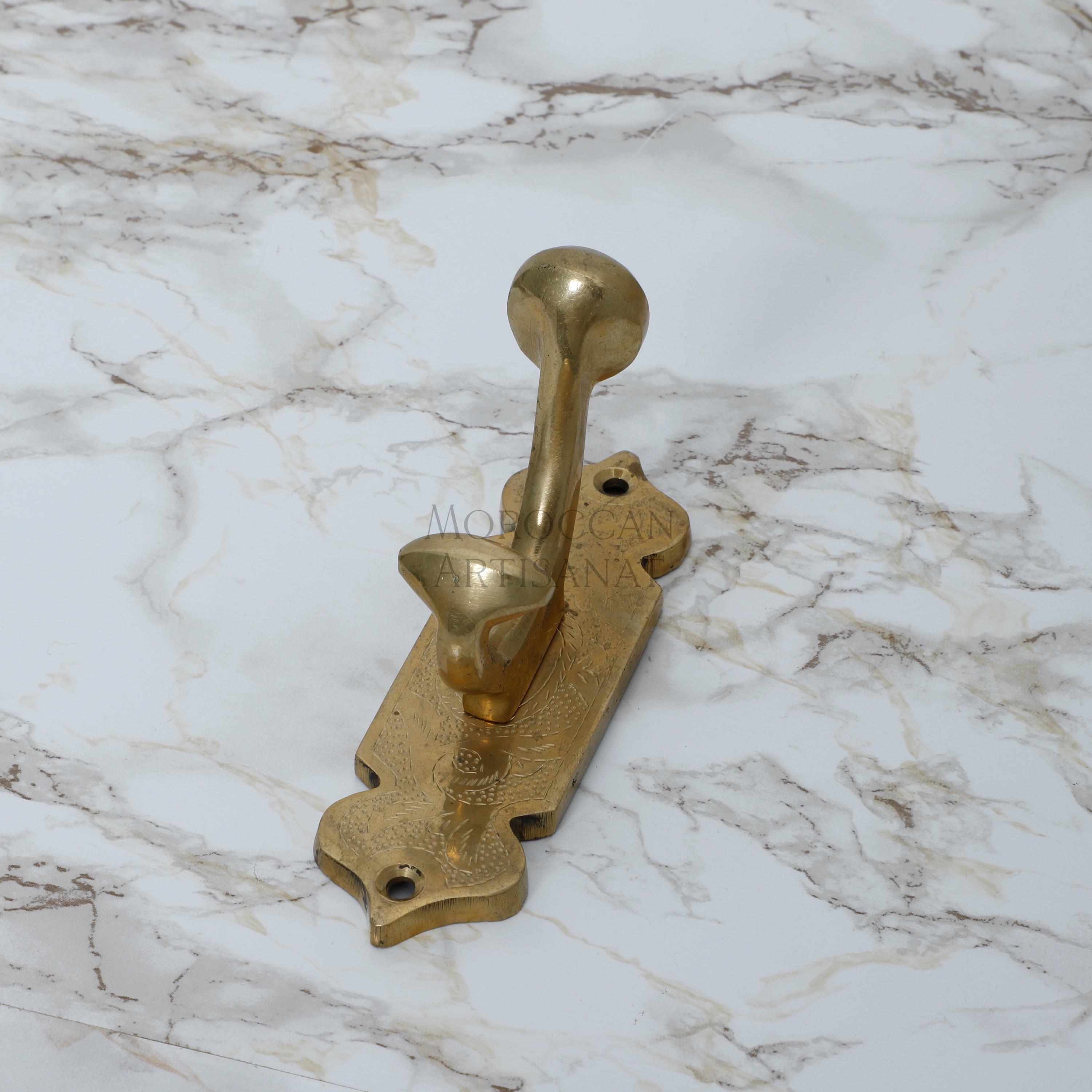 Handmade Brass Coat Hook – Moroccan Wall Hook for Towels, Coats, and Bags