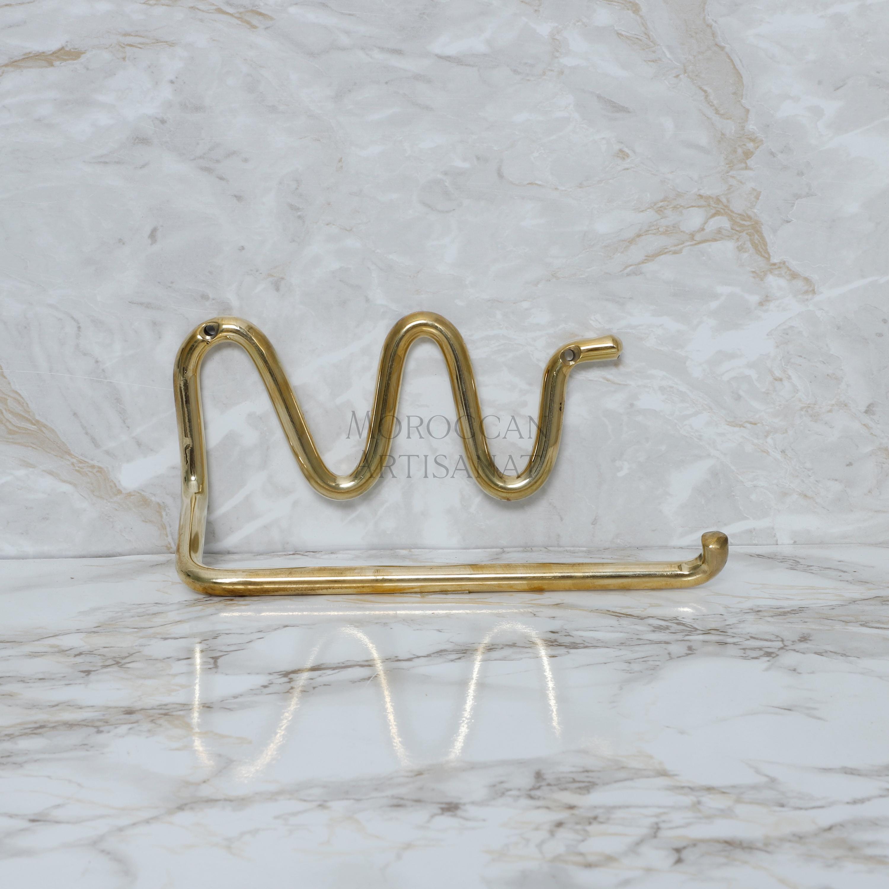 Handmade Brass Toilet Paper Holder – Wavy Modern Design