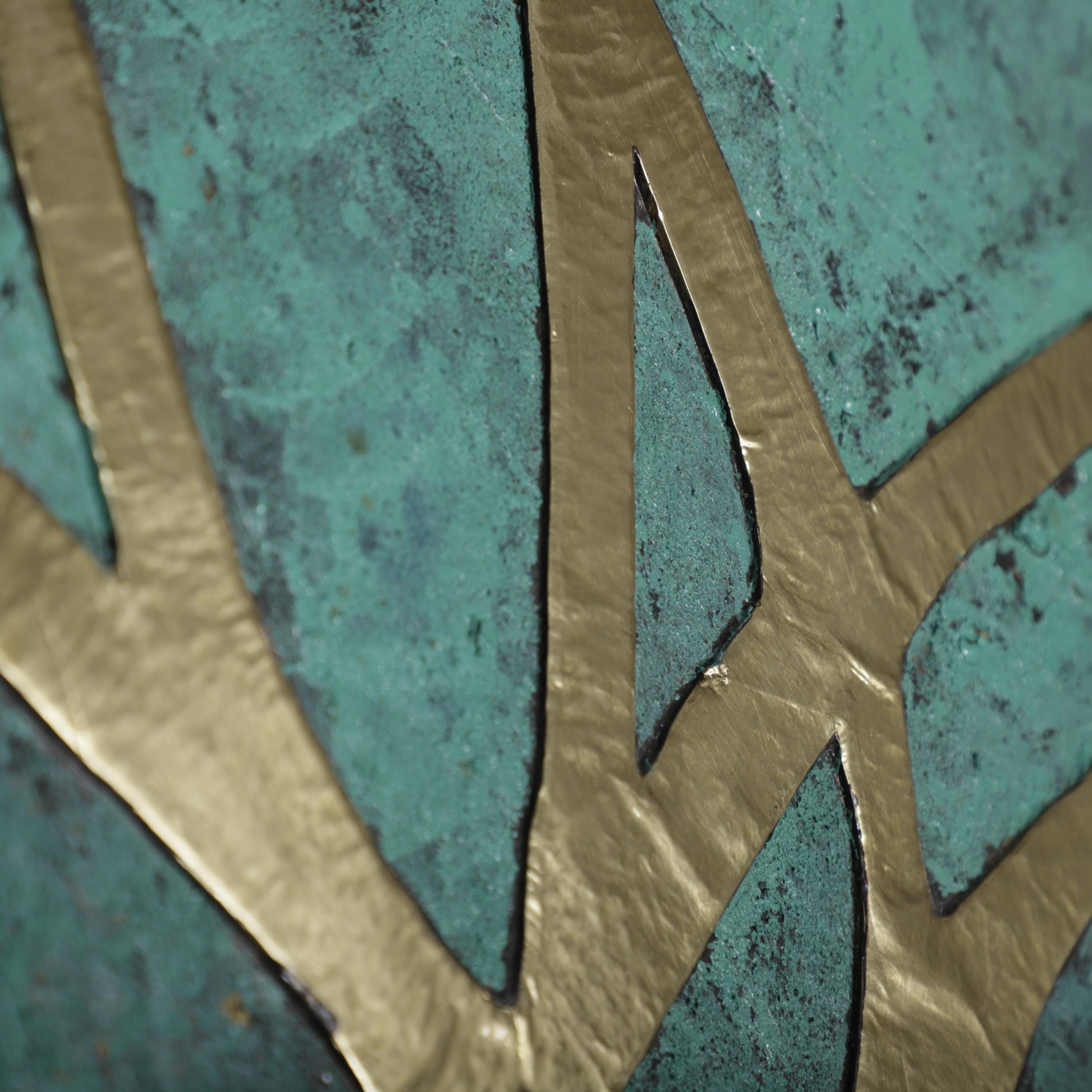 a close-up view of a textured surface with a metallic gold-colored line running through it.