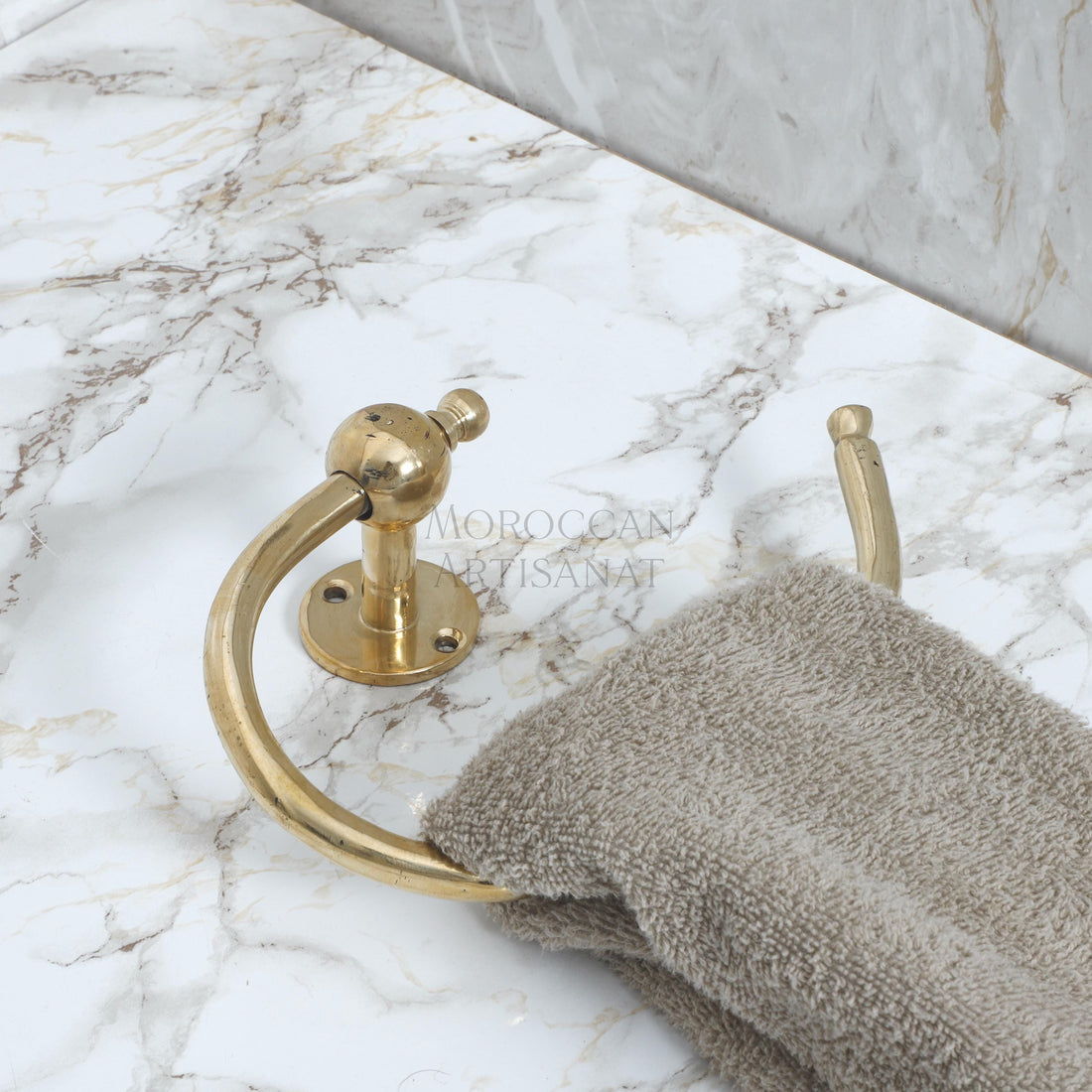 Handcrafted Brass Toilet Paper Holder – Moroccan Wavy Wall Mount