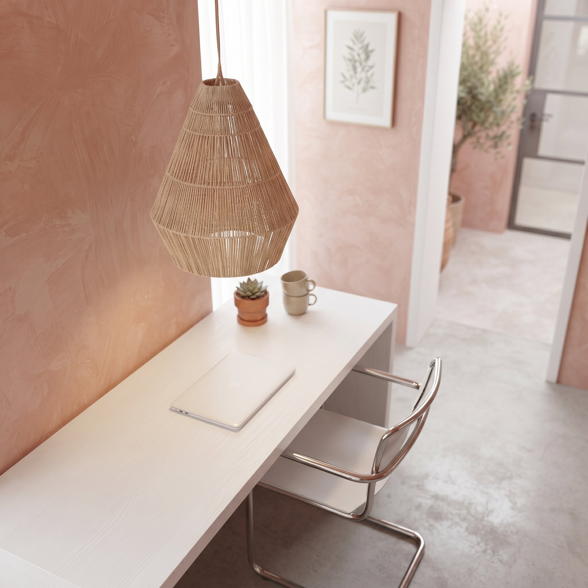 Handcrafted Natural Raffia Pendant Light