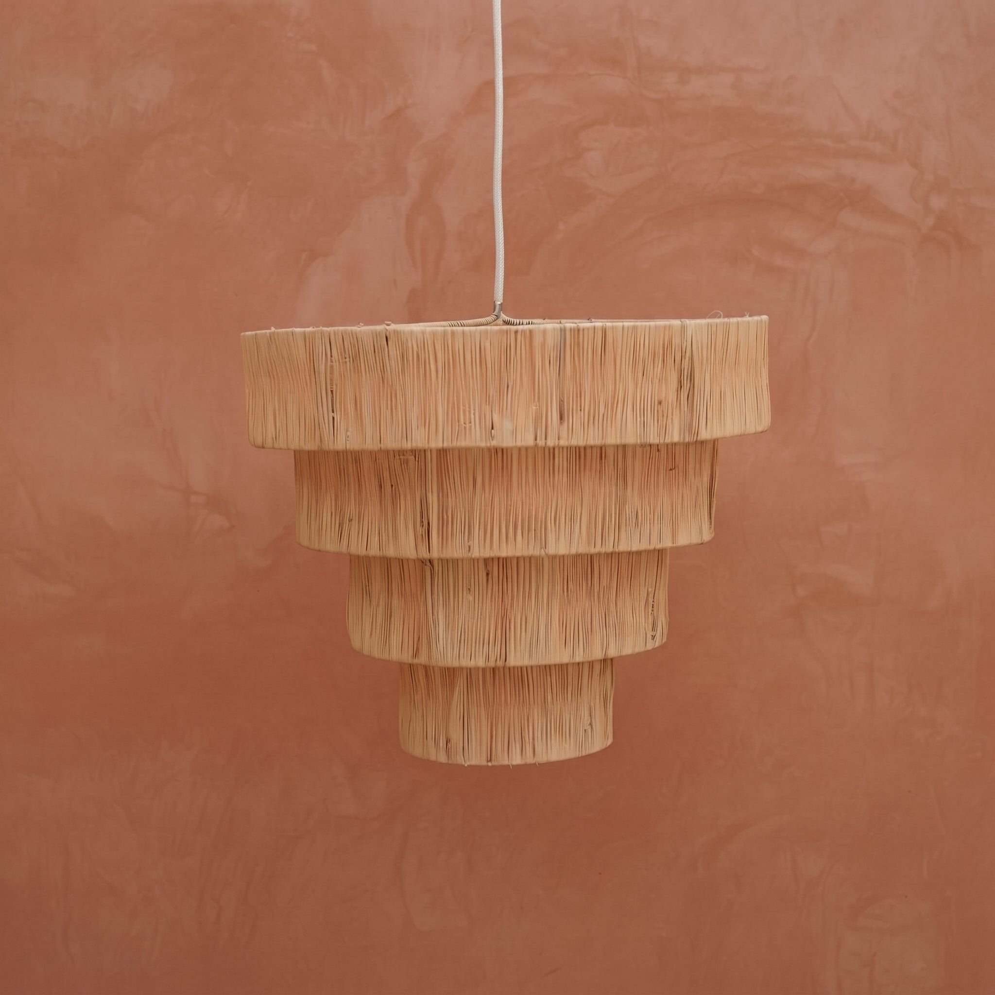 Handcrafted Moroccan Tiered Raffia Light