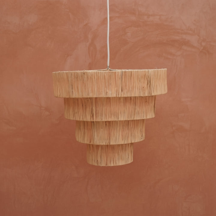 Handcrafted Moroccan Tiered Raffia Light