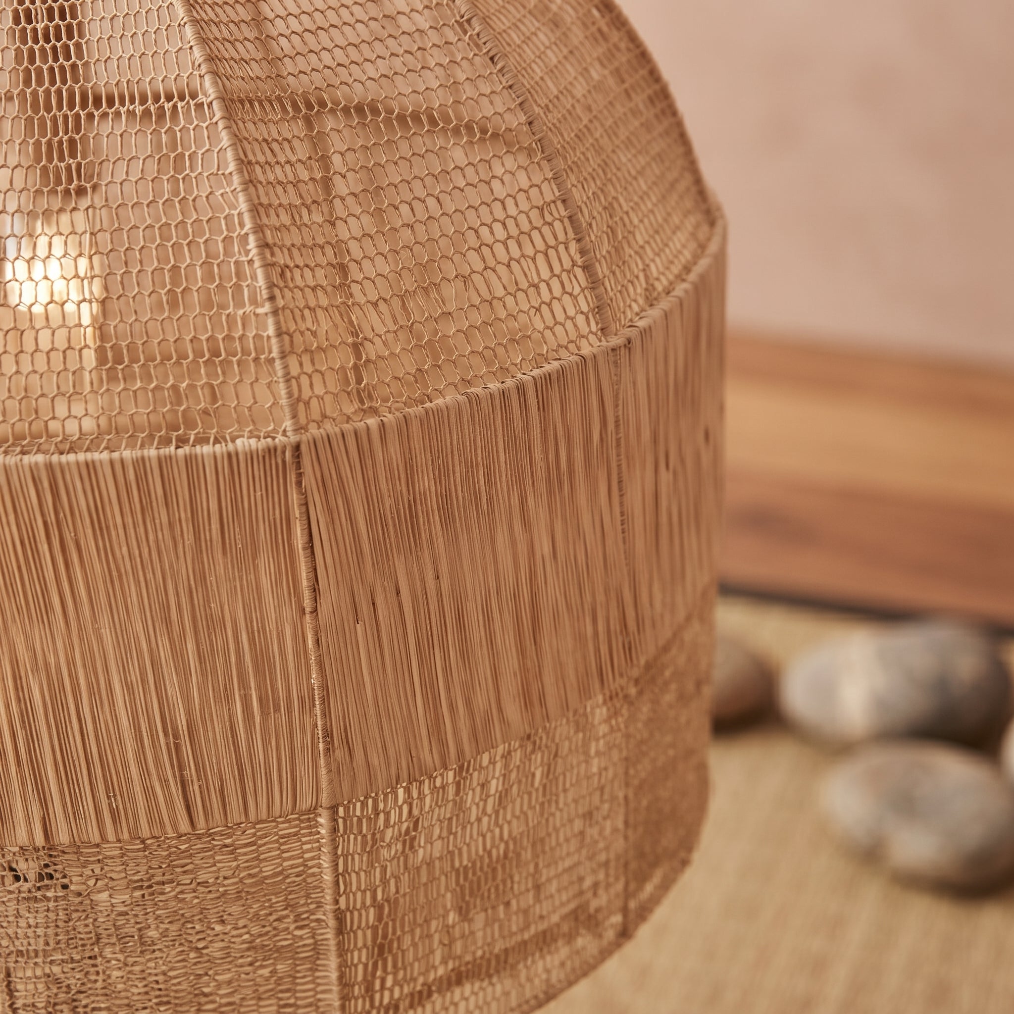 Handcrafted Moroccan Raffia Pendant Light   
