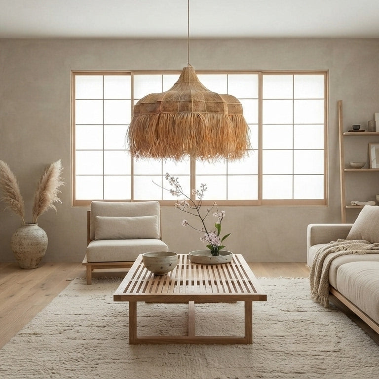 Handcrafted Moroccan Raffia Canopy Light   