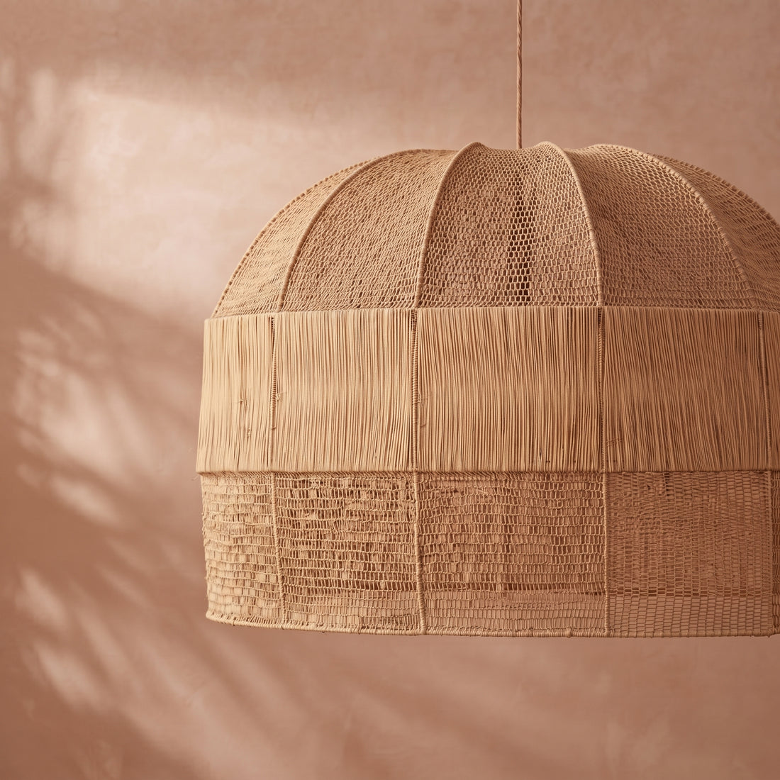 Handcrafted Moroccan Raffia Dome Pendant Light