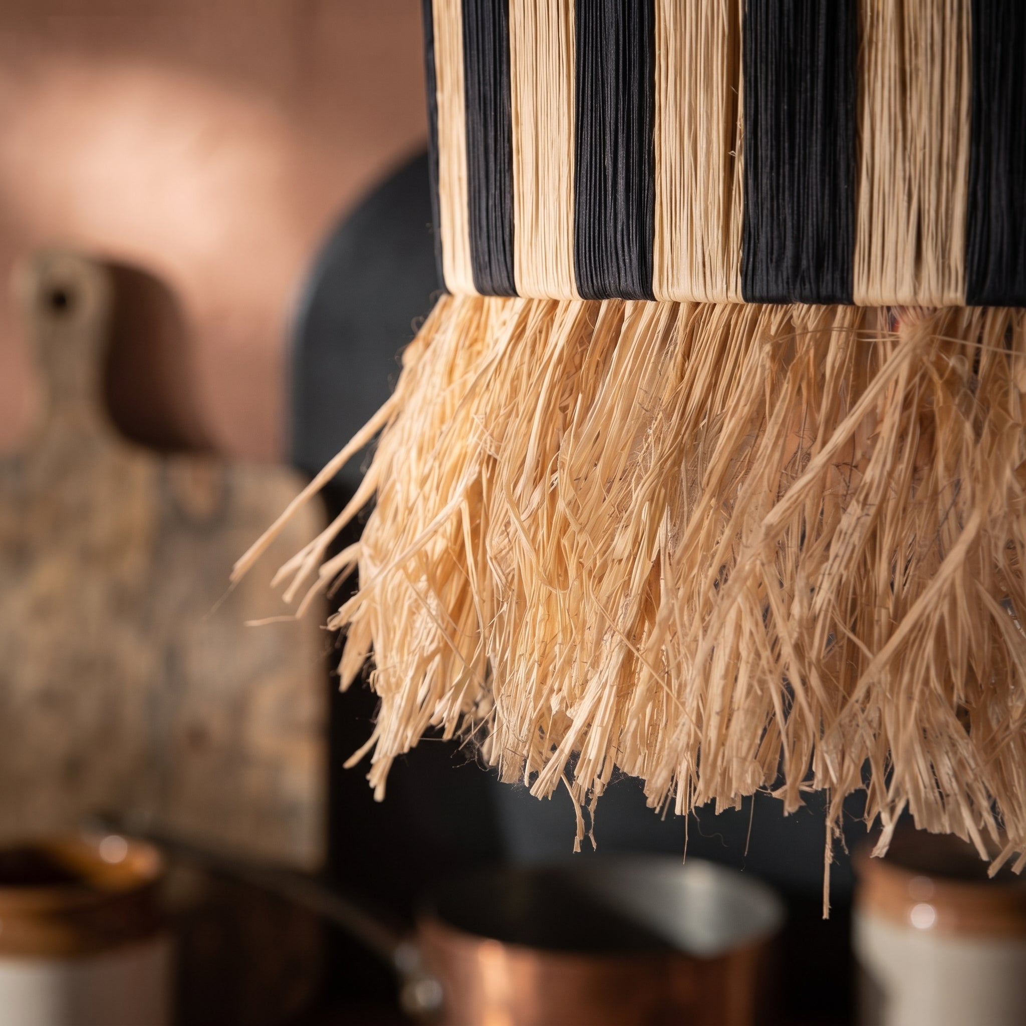Moroccan Striped Fringed Raffia Light