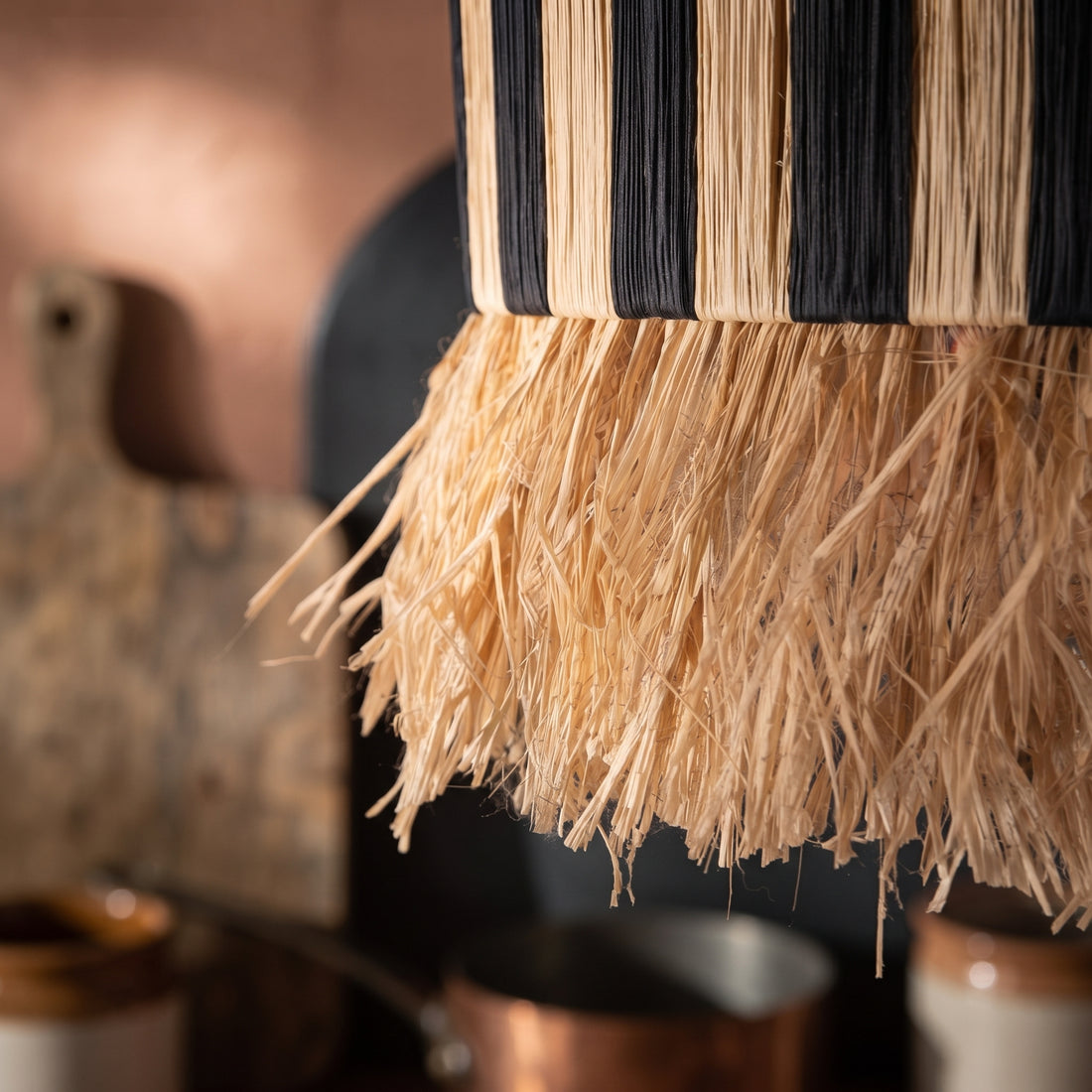 Moroccan Striped Fringed Raffia Light