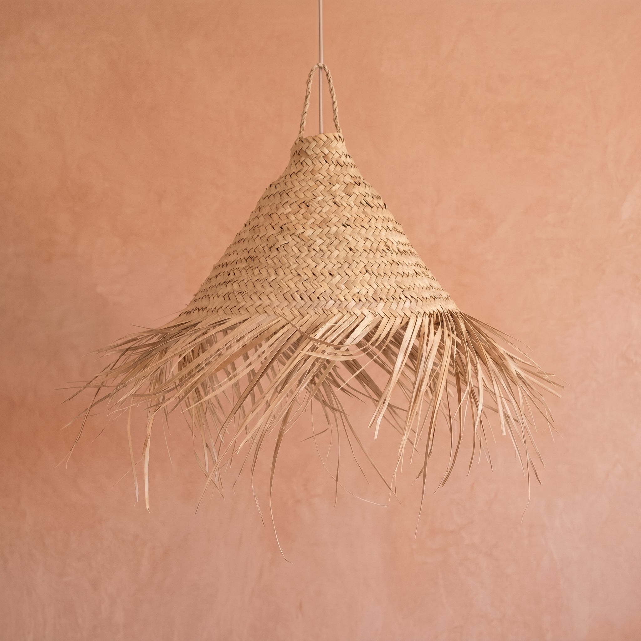 Handcrafted Moroccan Fringed Palm Cone Light   