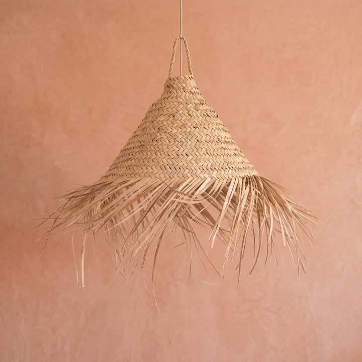 Handcrafted Moroccan Fringed Palm Cone Light   