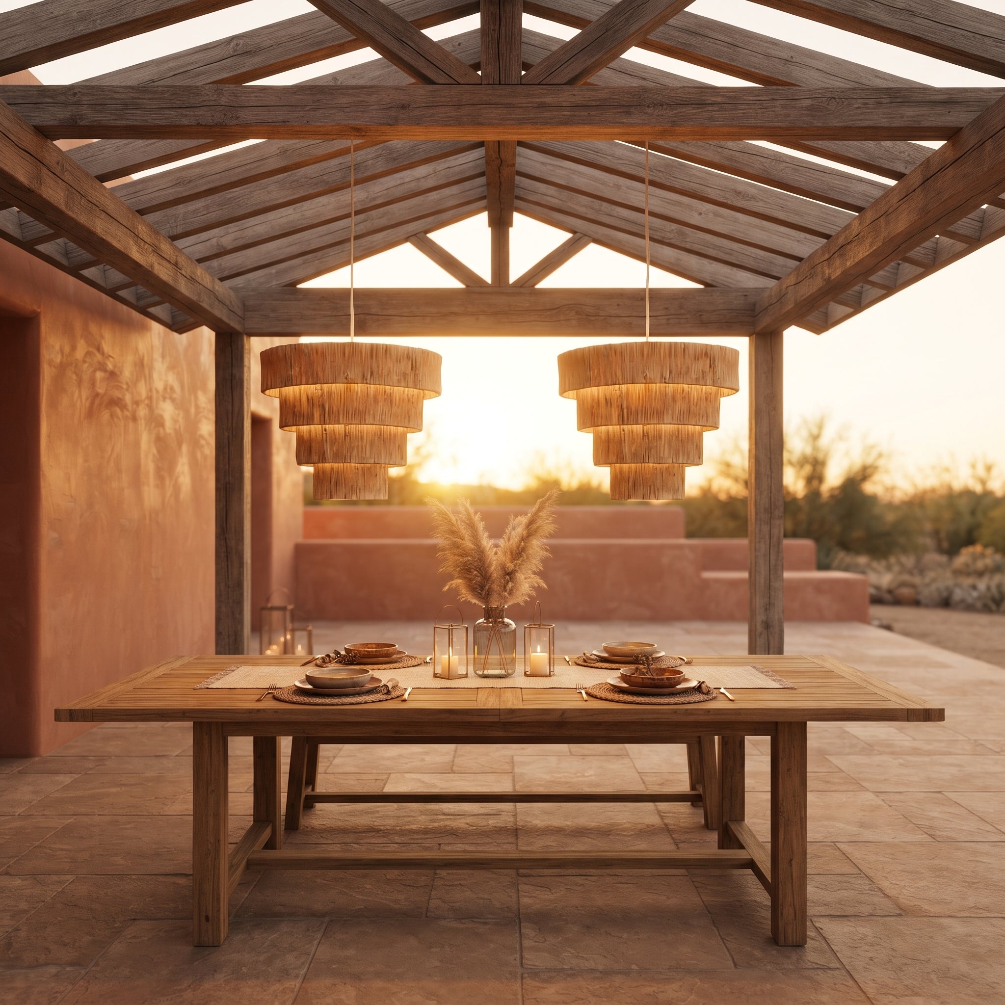 Tiered Raffia Light