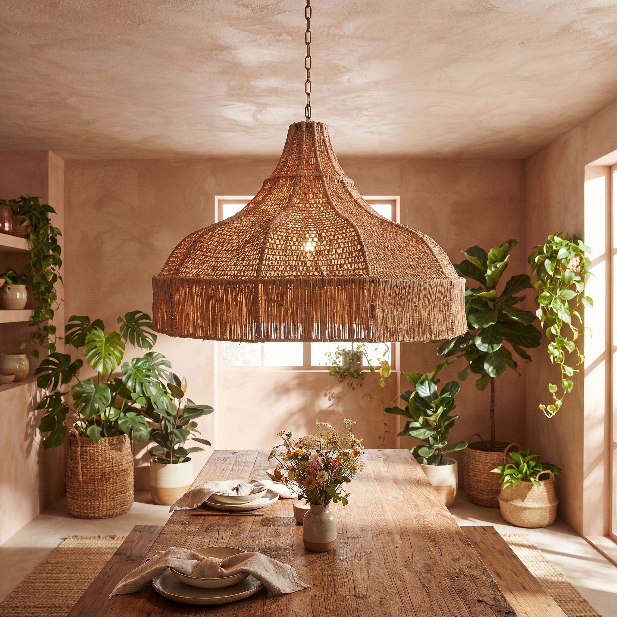 Handcrafted Moroccan Raffia Light