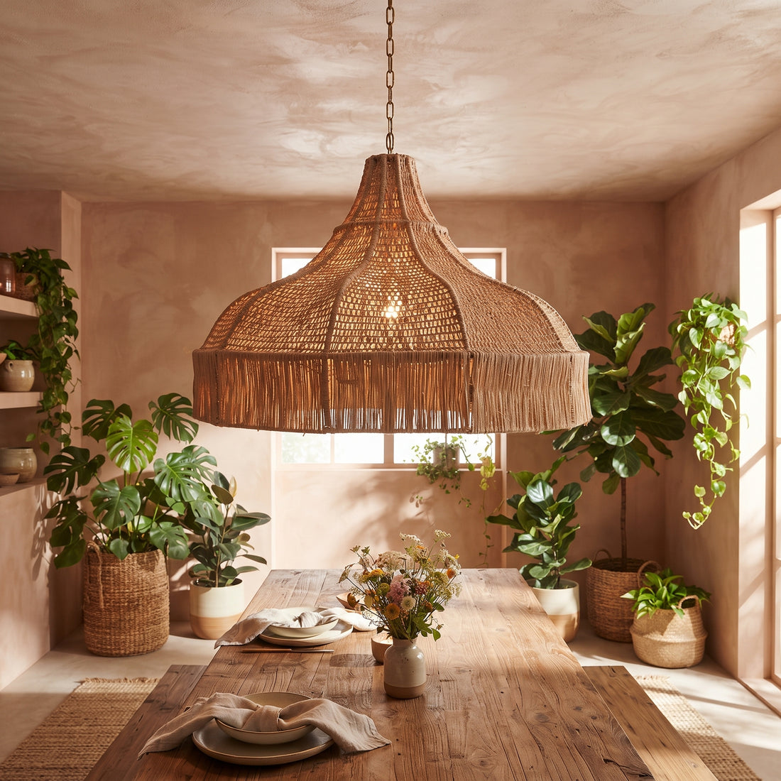 Handcrafted Moroccan Raffia Light