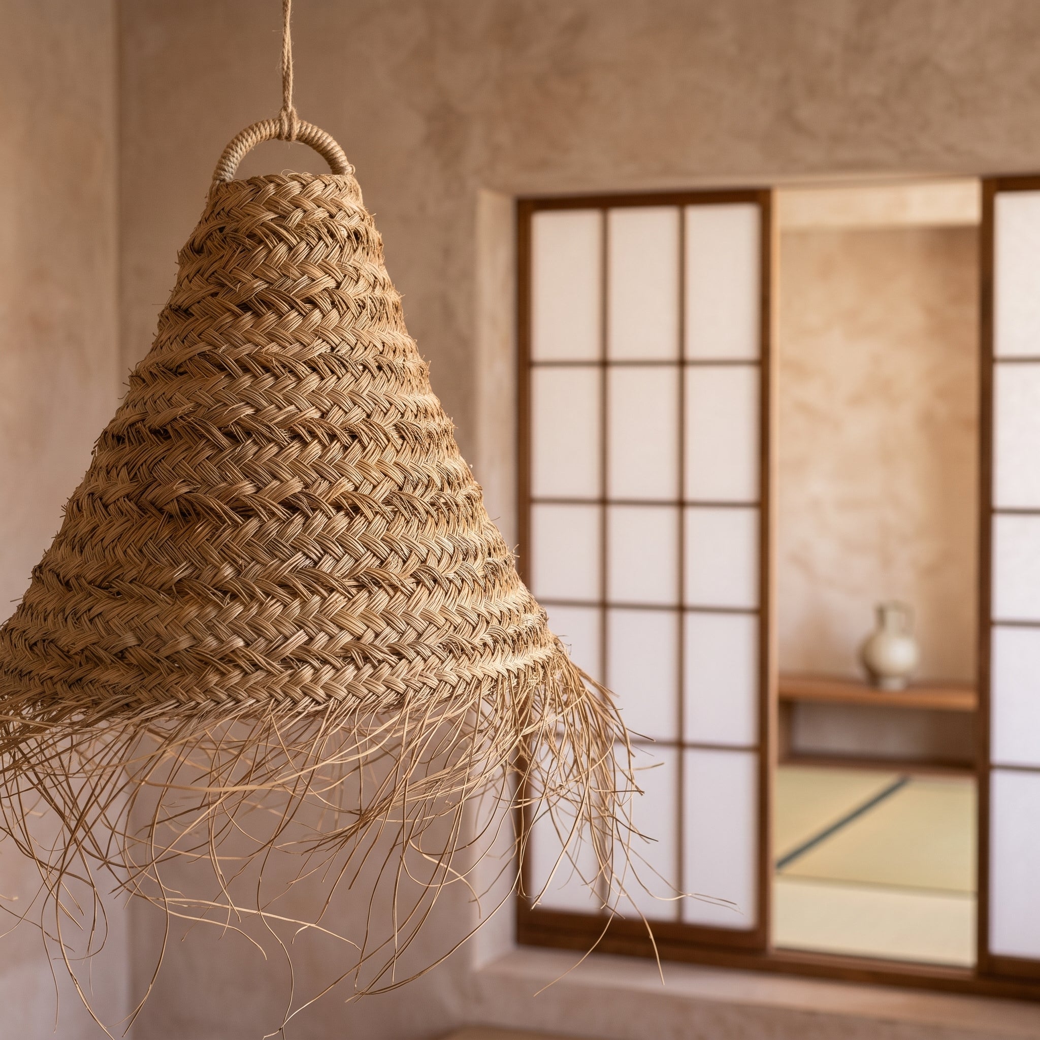 Palm Fiber Cone Pendant Light