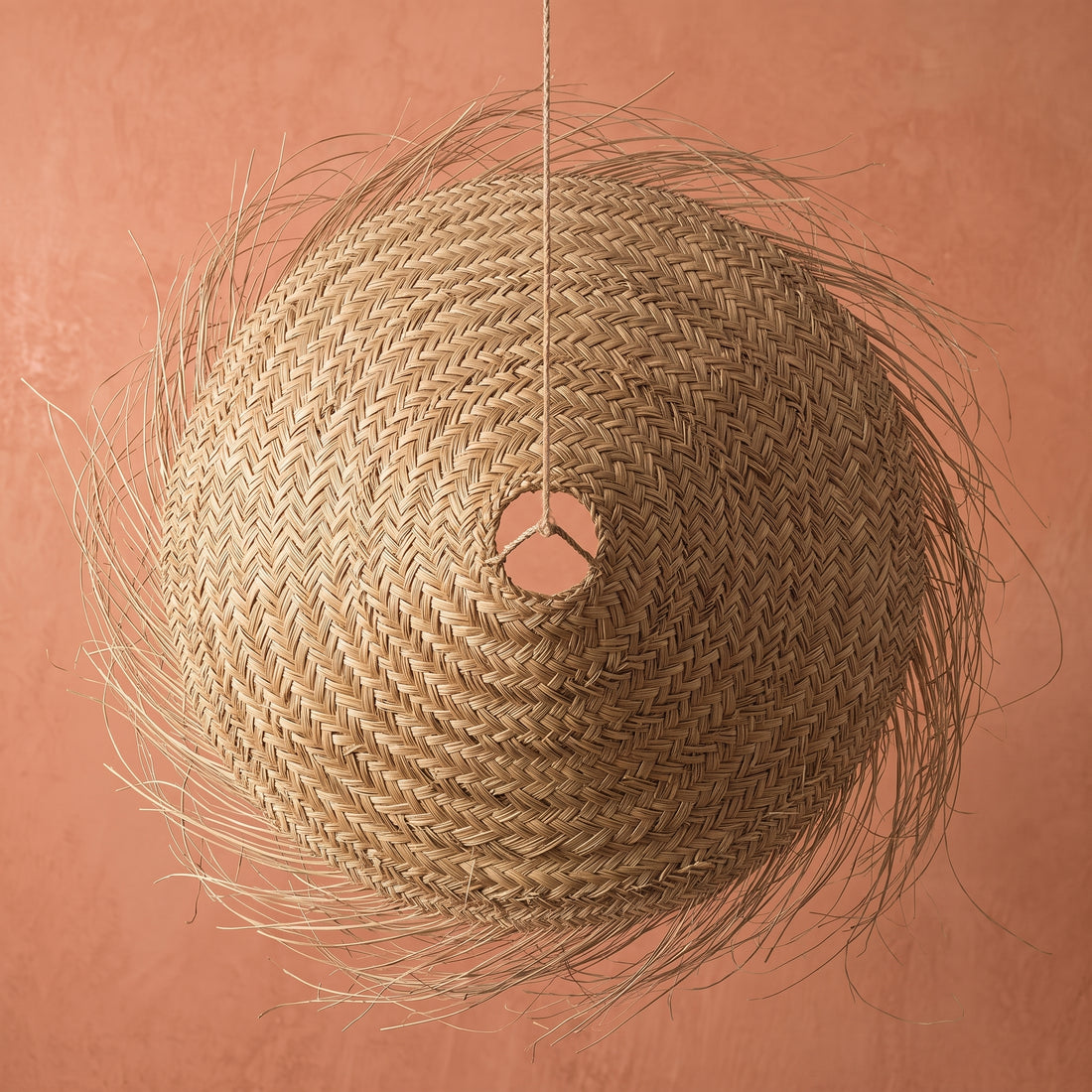 Moroccan Handwoven Palm Fiber Parasol Pendant Light
