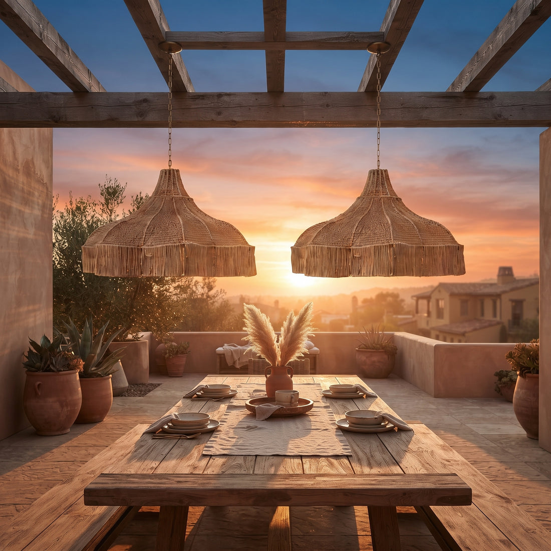 Handcrafted Moroccan Raffia Light
