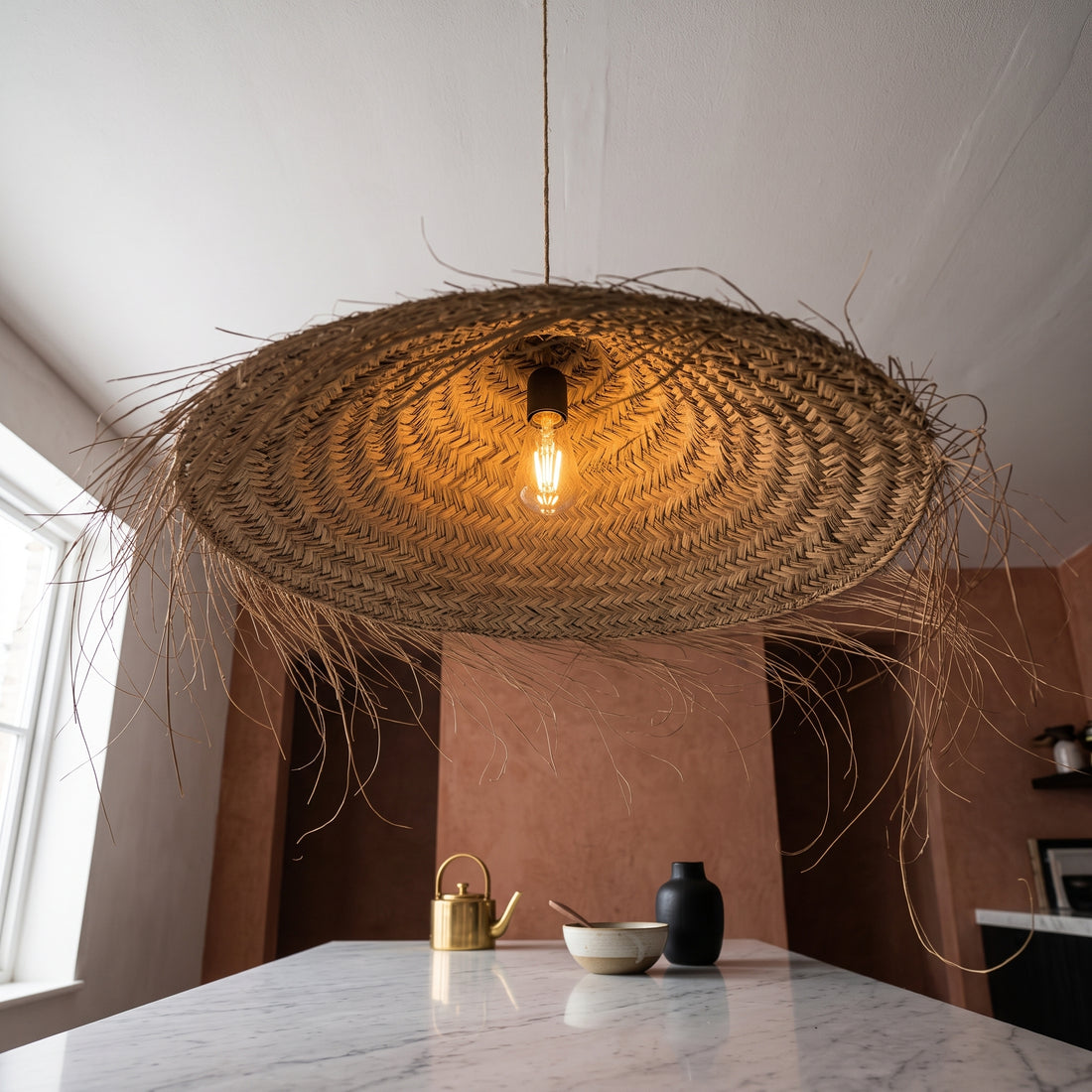  Palm Fiber Parasol Pendant Light