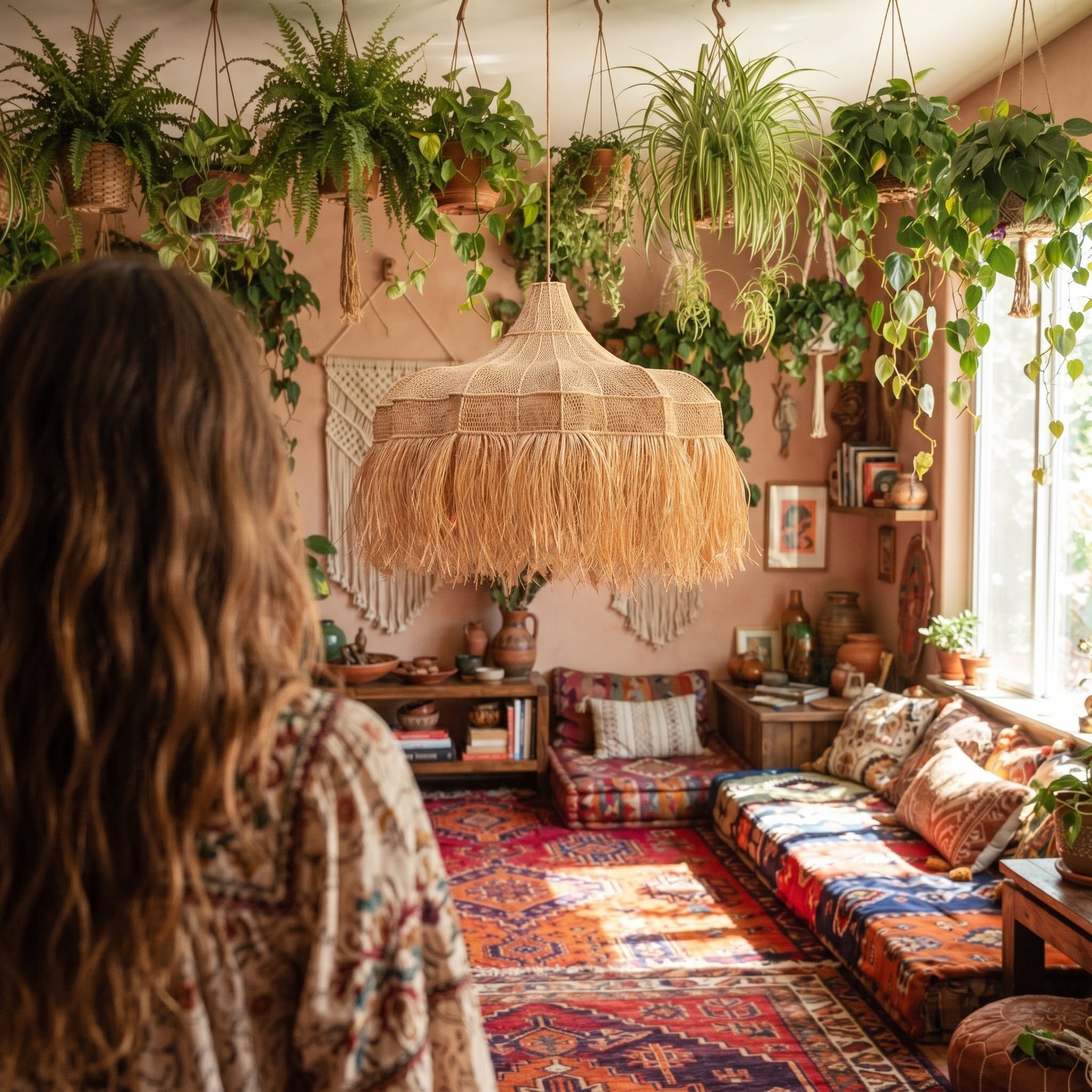 Handcrafted Moroccan Raffia Light   