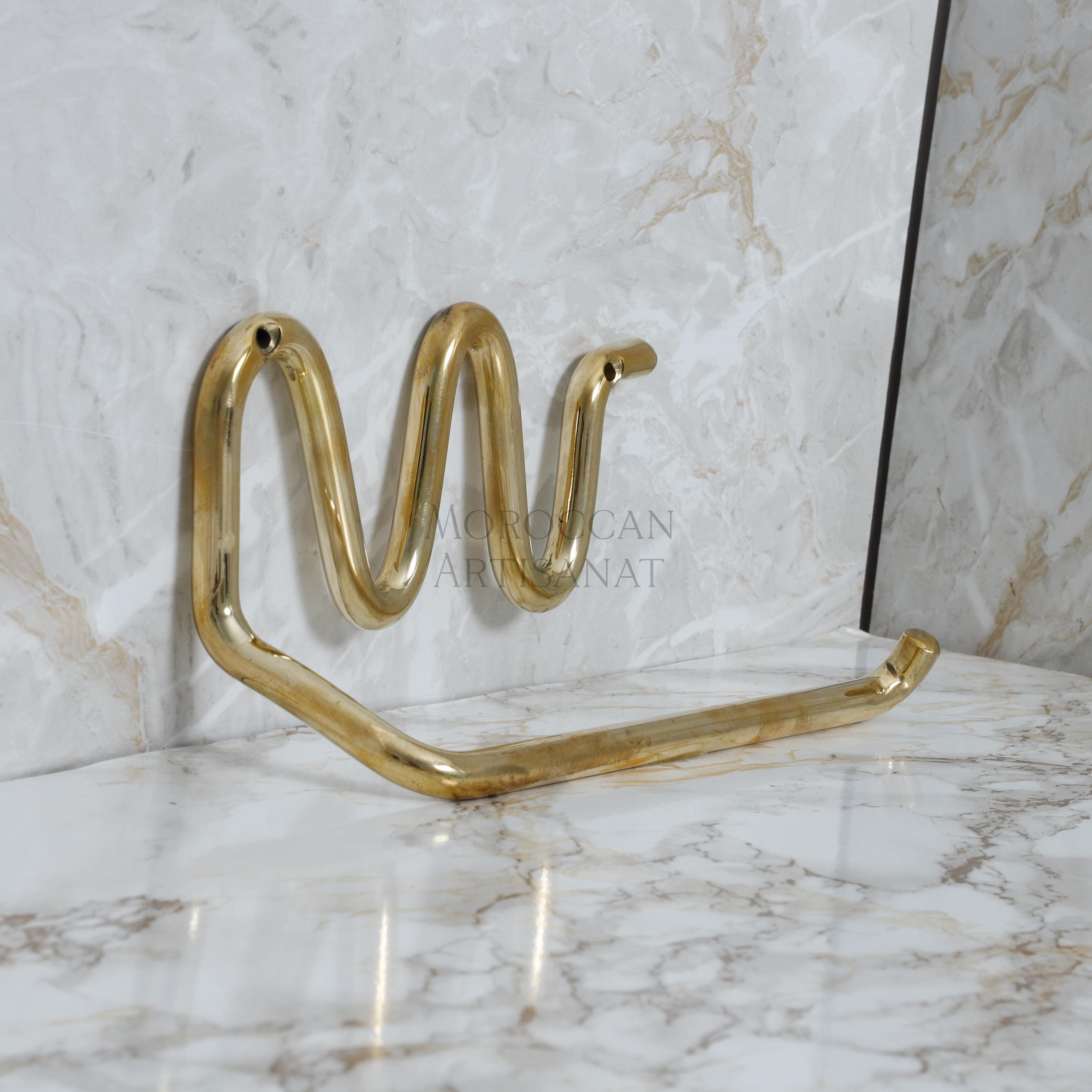 Handmade Brass Toilet Paper Holder – Wavy Modern Design