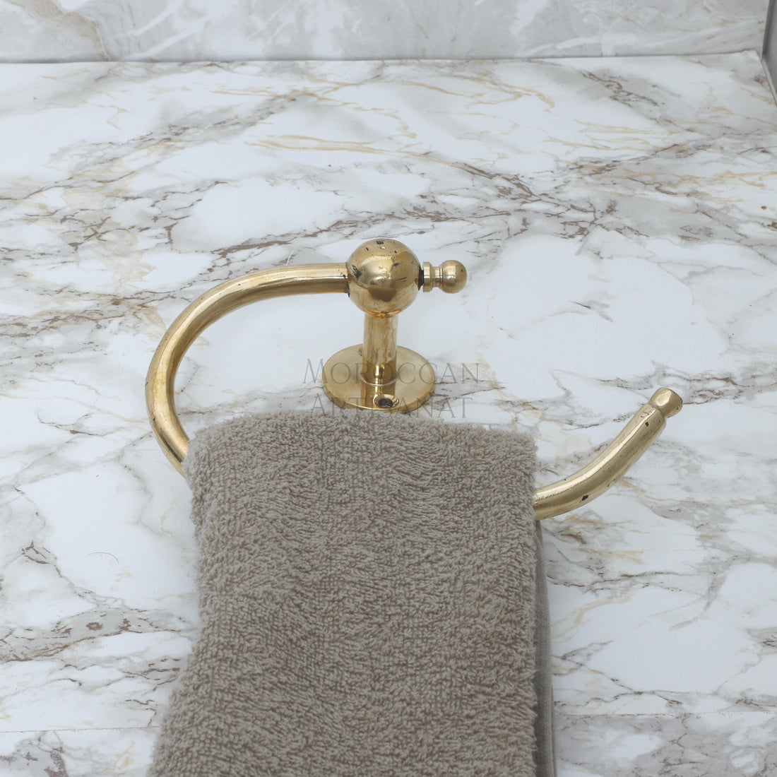 Handcrafted Brass Toilet Paper Holder – Moroccan Wavy Wall Mount