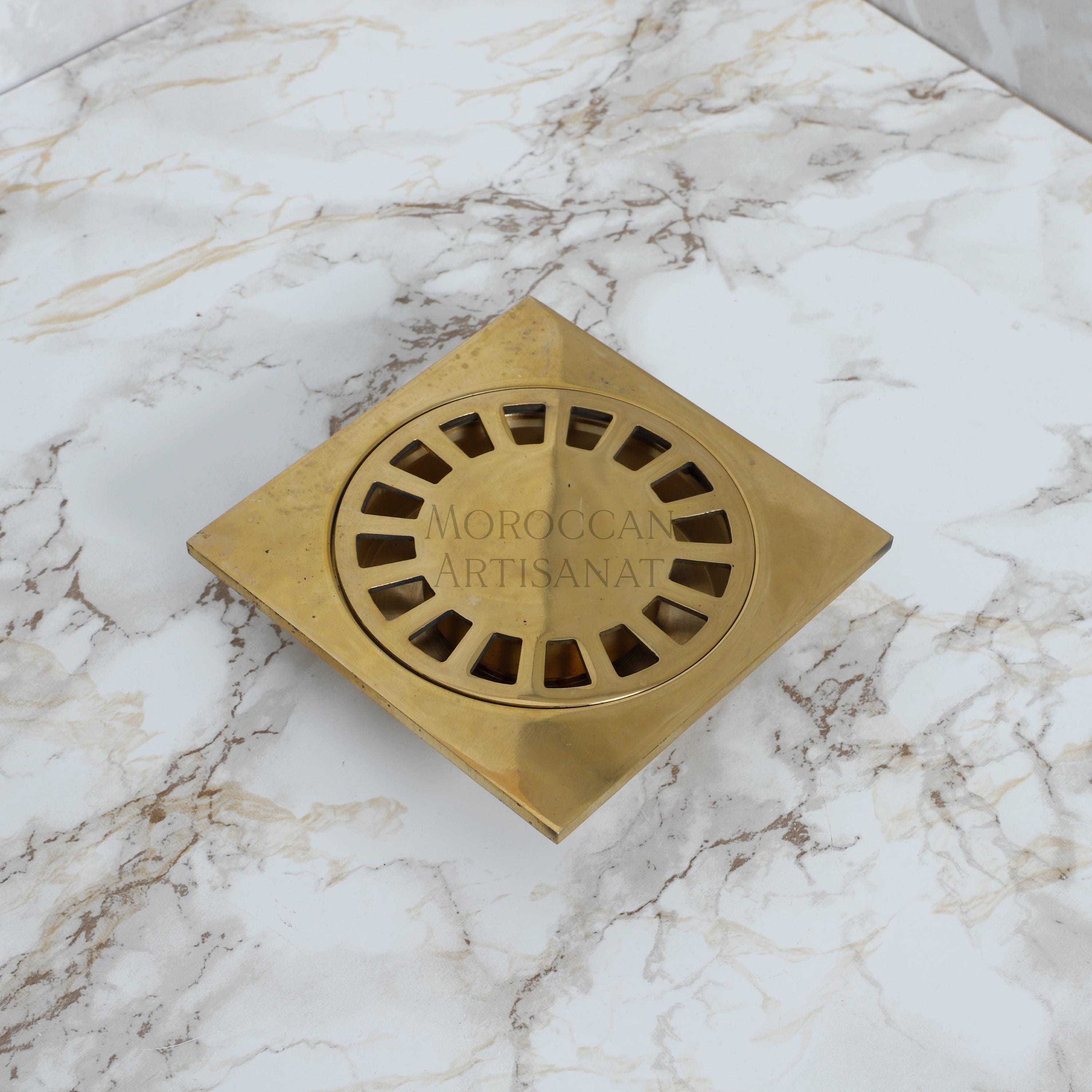 Handmade Brass Floor Cover – Moroccan Square Drain Cover