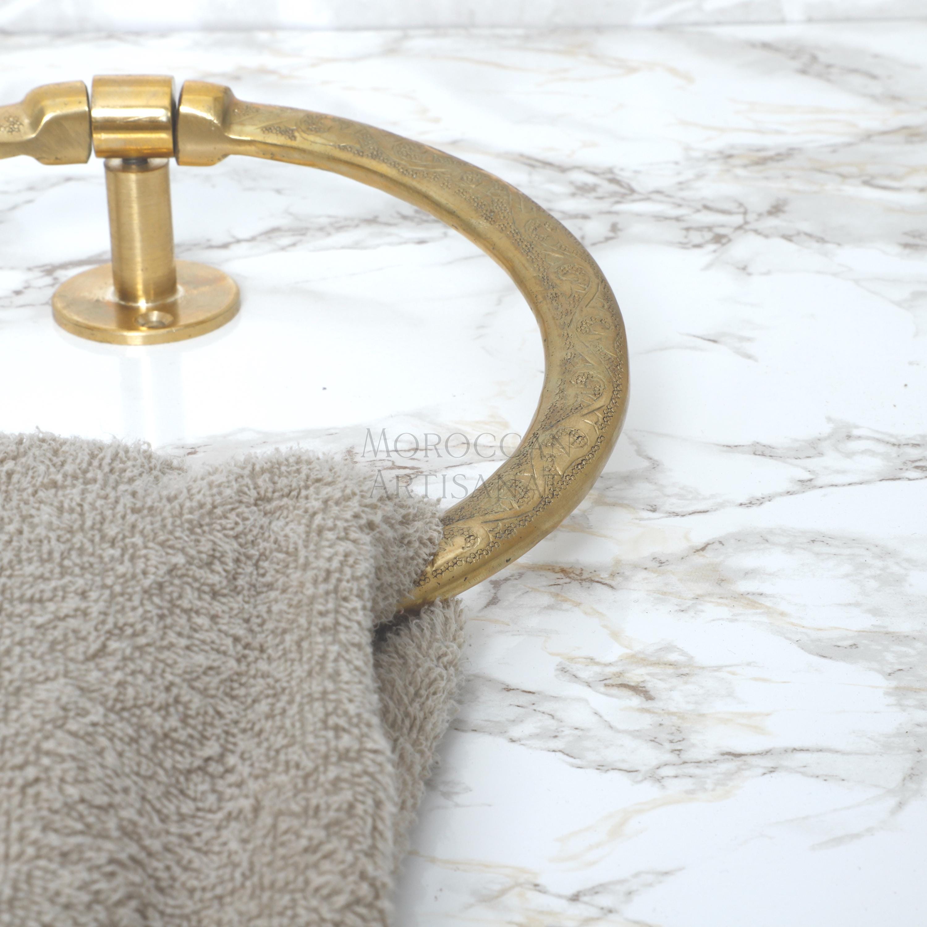 a towel rack with a towel hanging on it