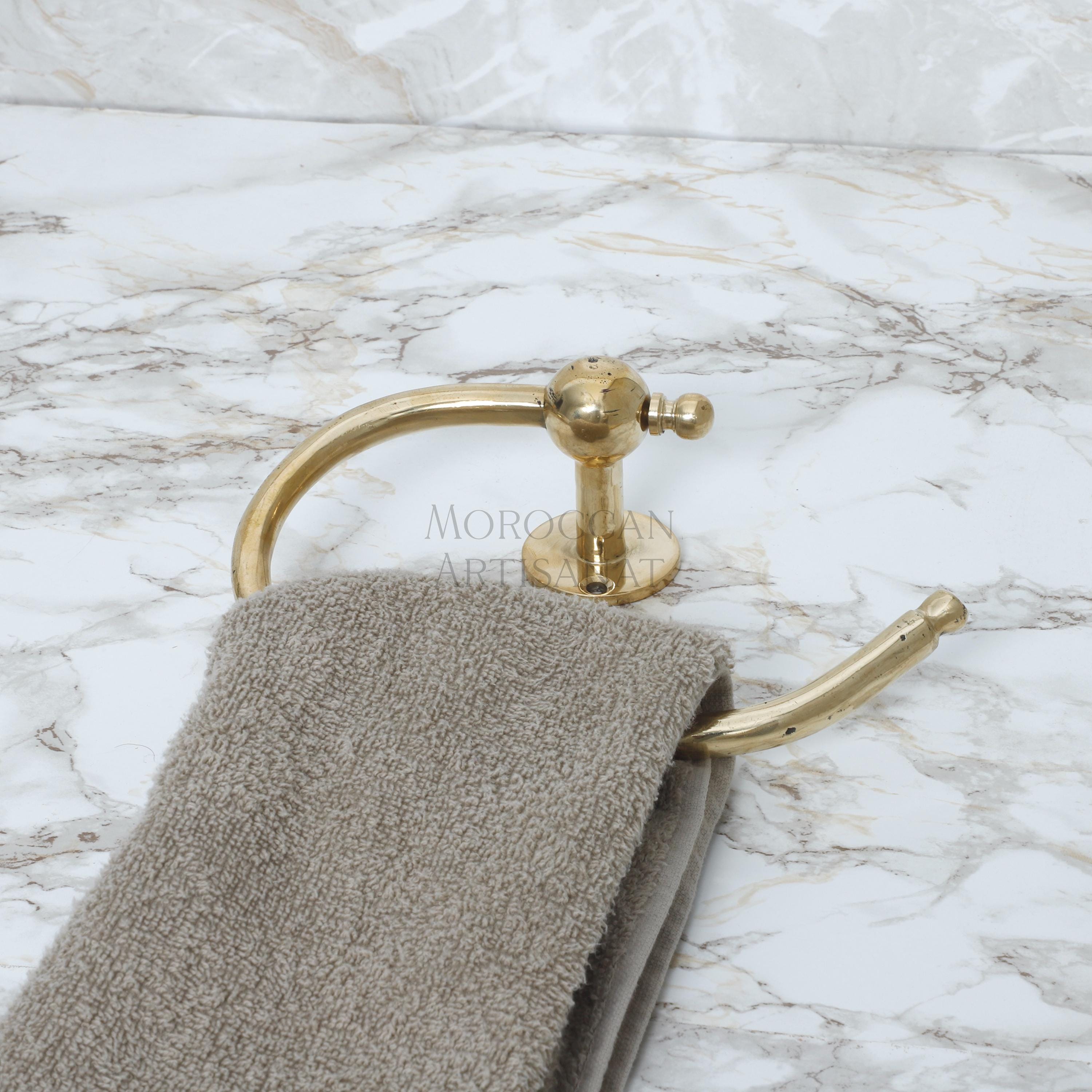 Handcrafted Brass Toilet Paper Holder – Moroccan Wavy Wall Mount