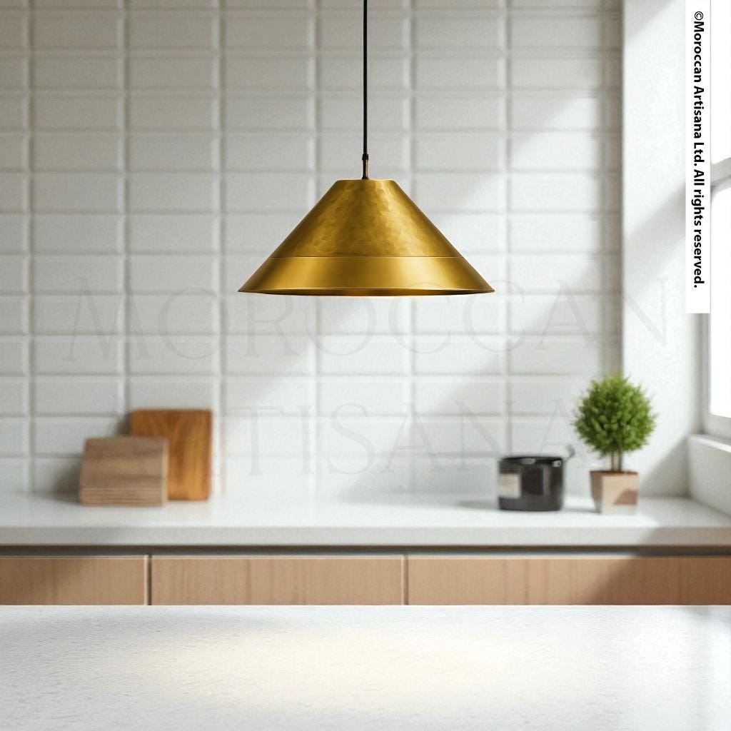 Handmade Brass Pendant Lamp – Moroccan Cone Dome Light