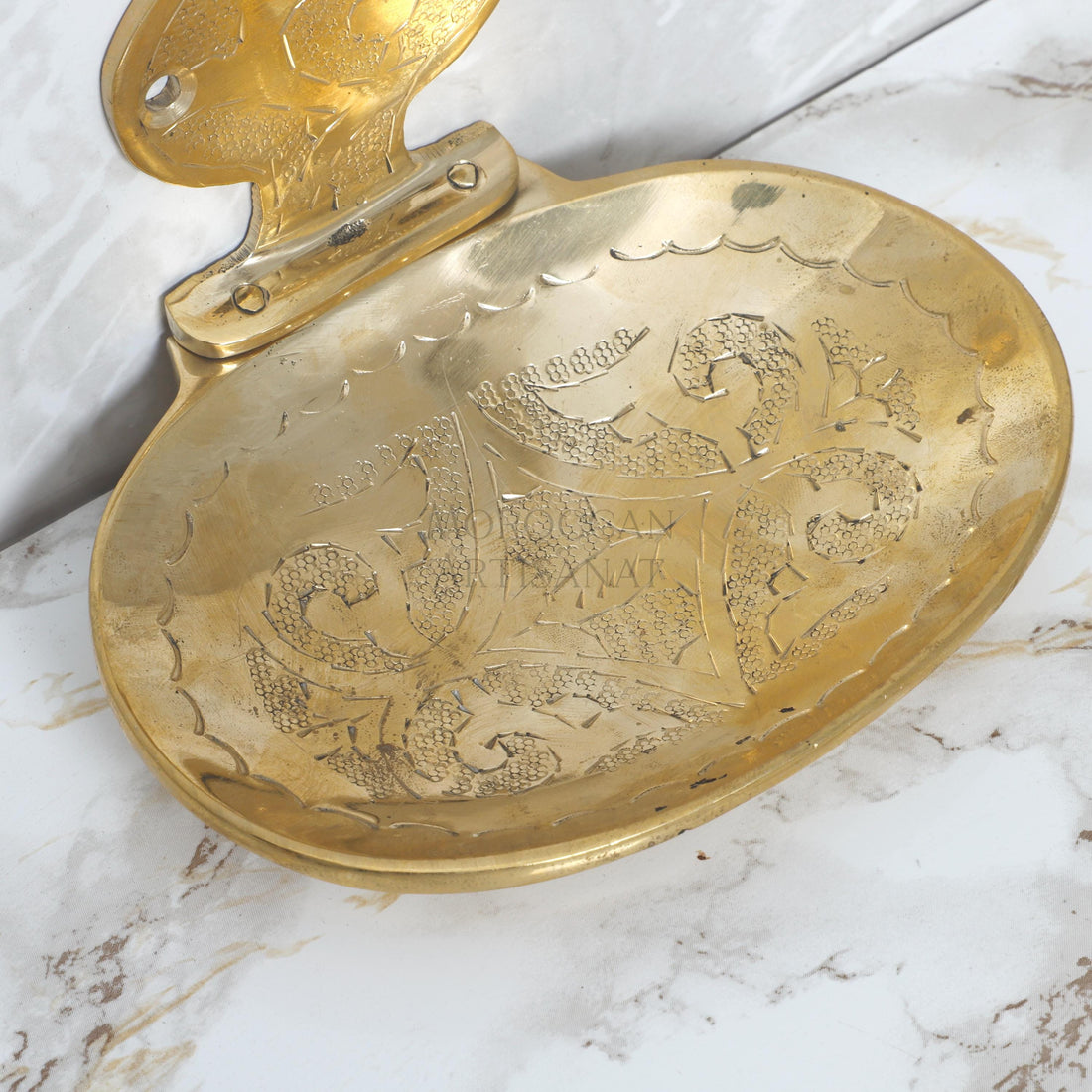 Handcrafted Moroccan Brass Soap Dish – Wall Mounted Oval Design