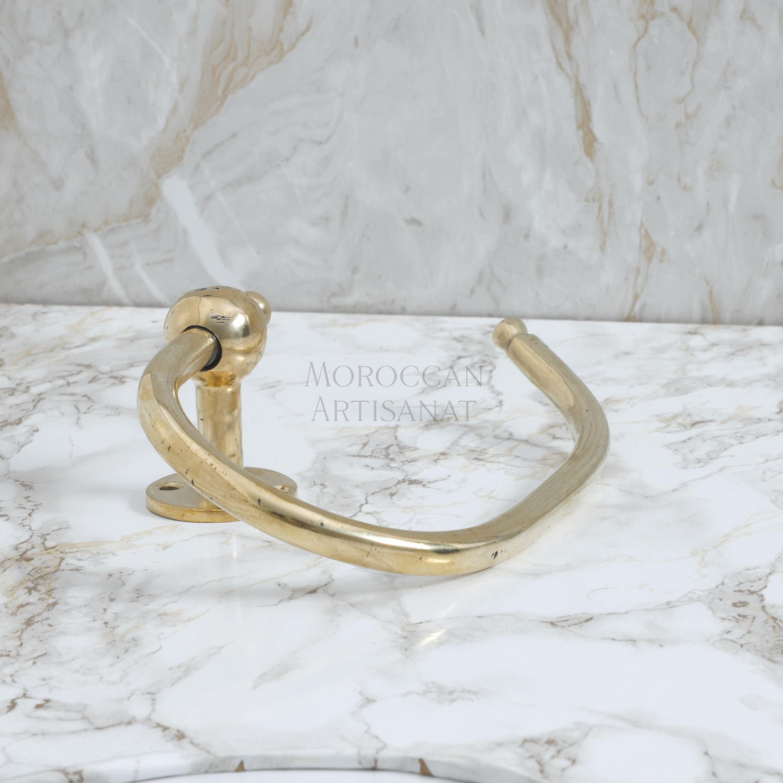 Handcrafted Brass Toilet Paper Holder – Moroccan Wavy Wall Mount