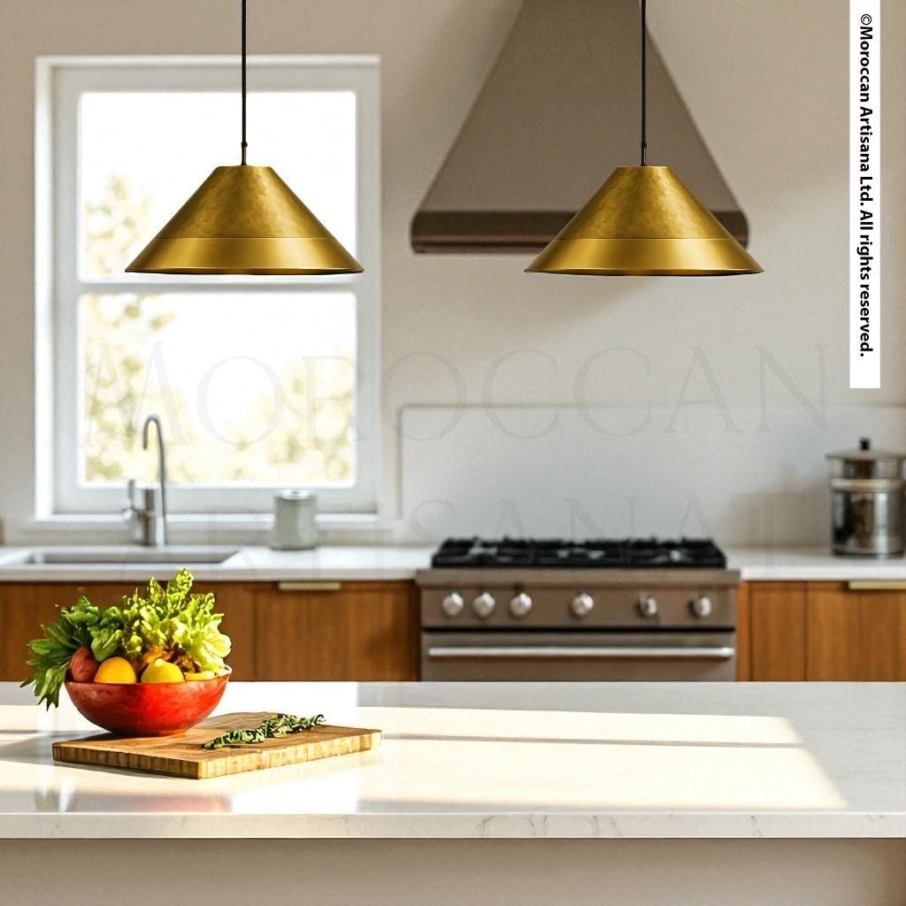 Handmade Brass Pendant Lamp – Moroccan Cone Dome Light