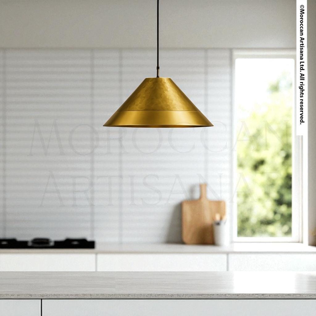 Handmade Brass Pendant Lamp – Moroccan Cone Dome Light