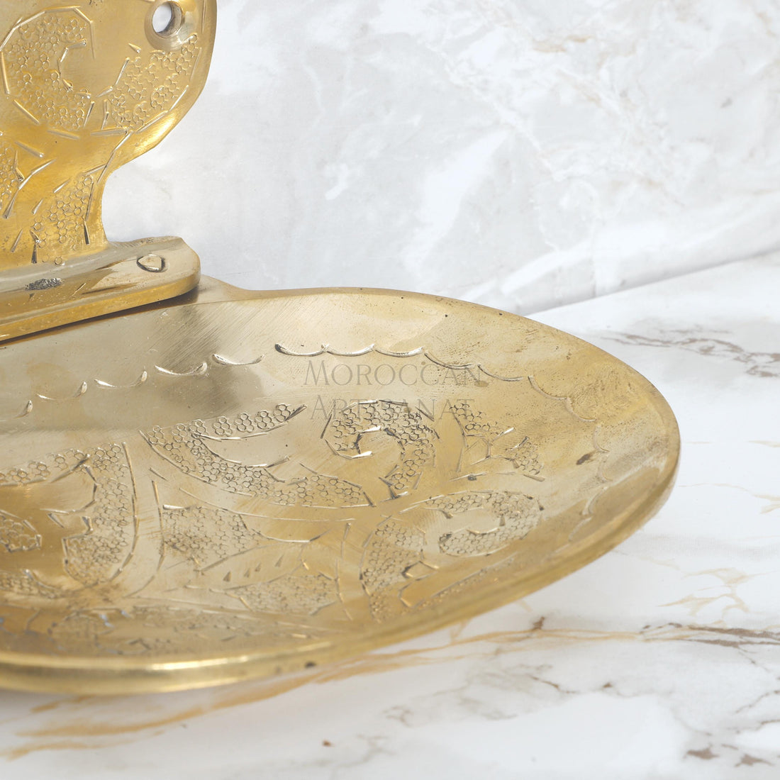Handcrafted Moroccan Brass Soap Dish – Wall Mounted Oval Design