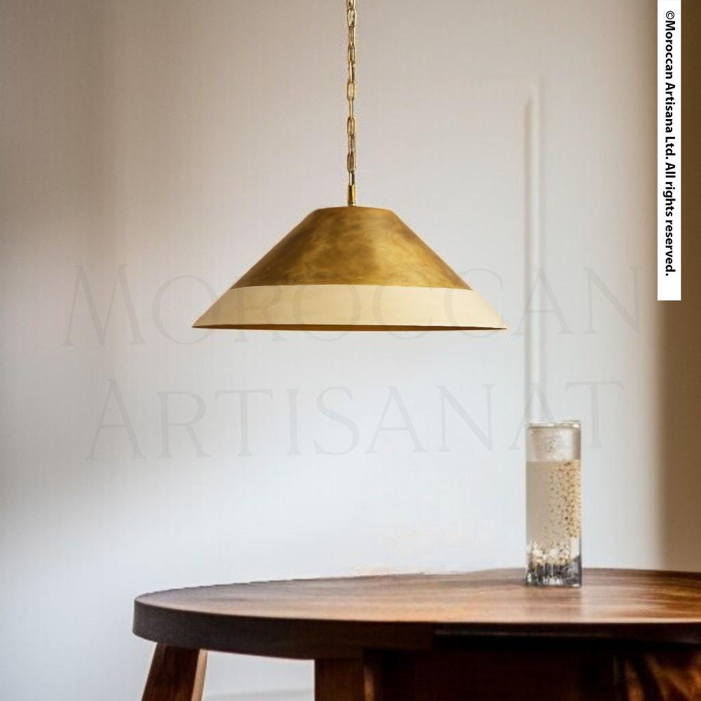 Handmade Two-Tone Brass Pendant Light – Moroccan Dome Design