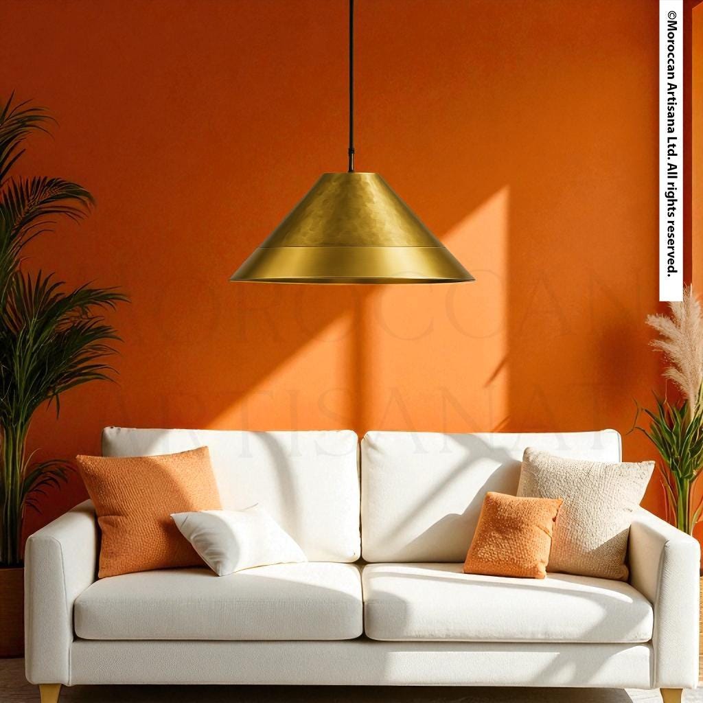 Handmade Brass Pendant Lamp – Moroccan Cone Dome Light