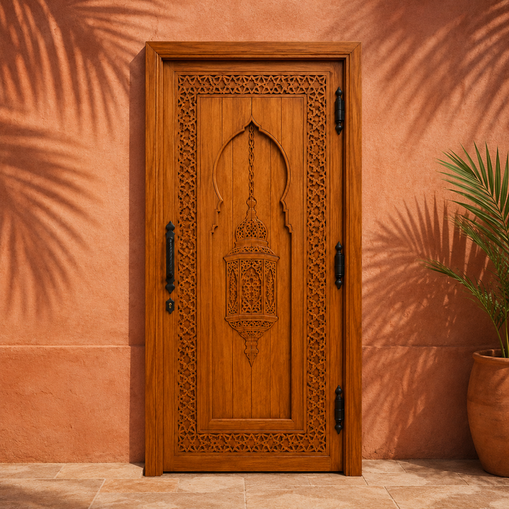 Moroccan Lantern Carved Door