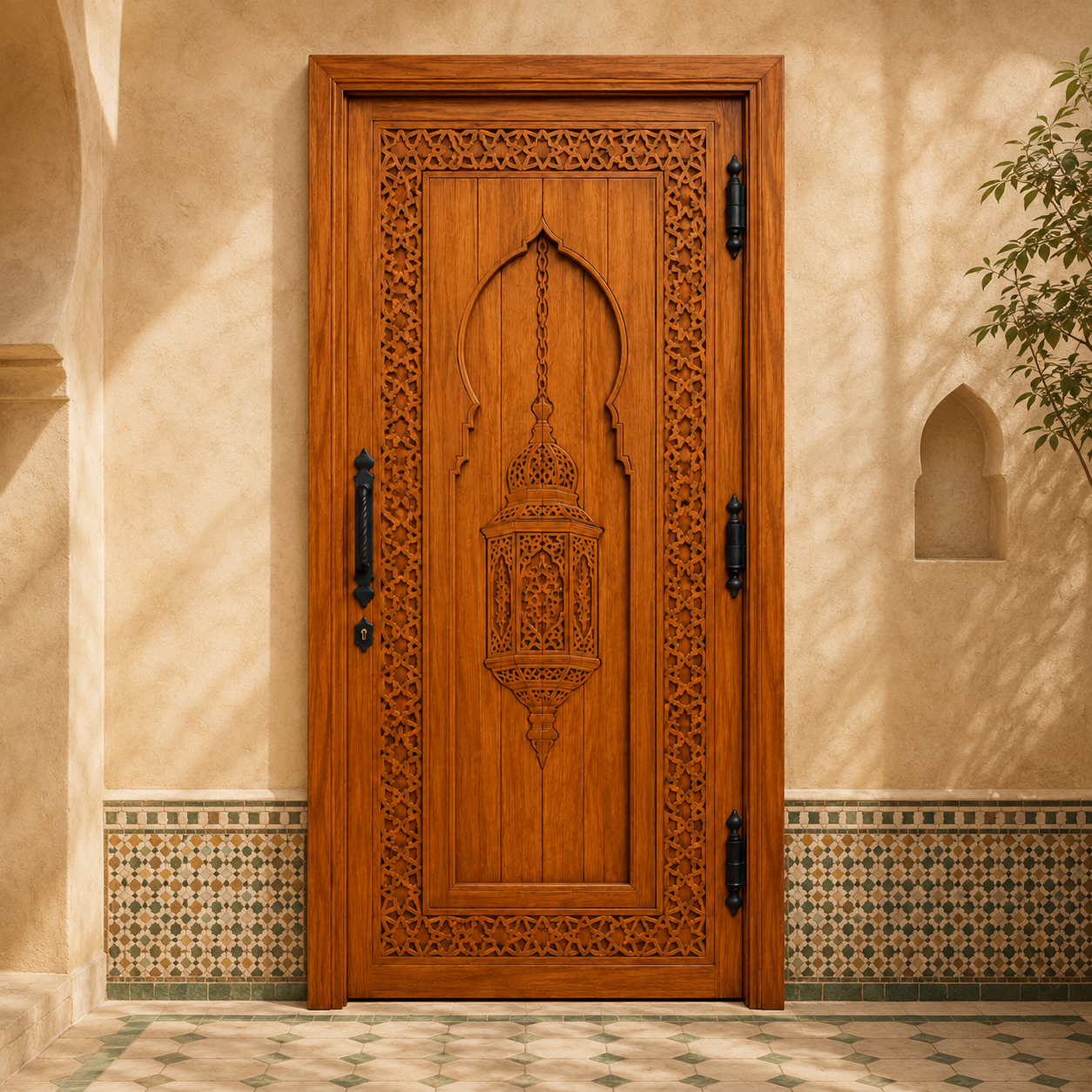 Moroccan Lantern Carved Door