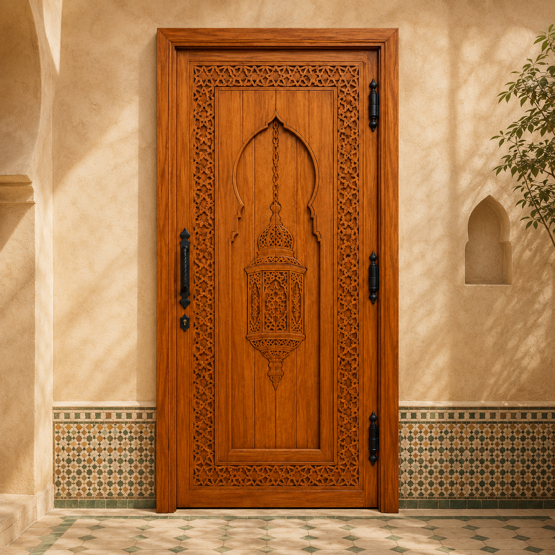 Moroccan Lantern Carved Door