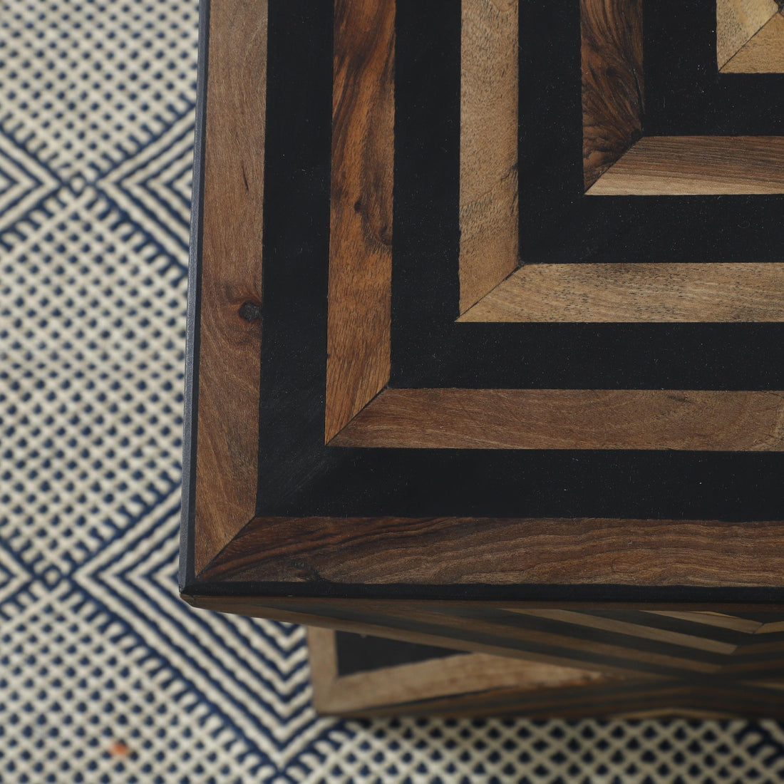 Handmade Bone Inlay Side Table – Moroccan Square Accent