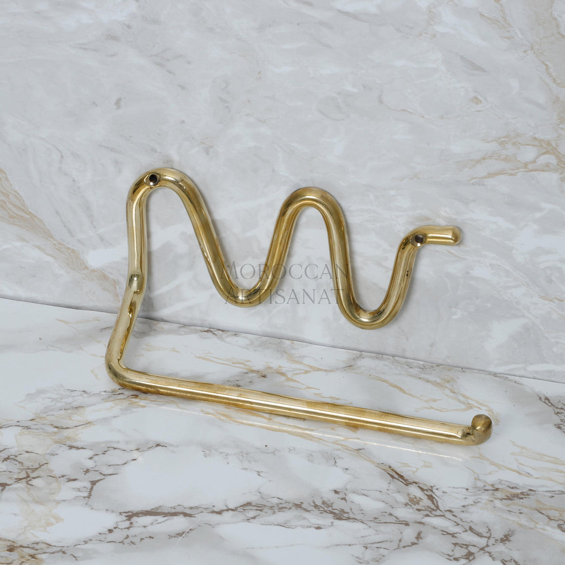 Handmade Brass Toilet Paper Holder – Wavy Modern Design