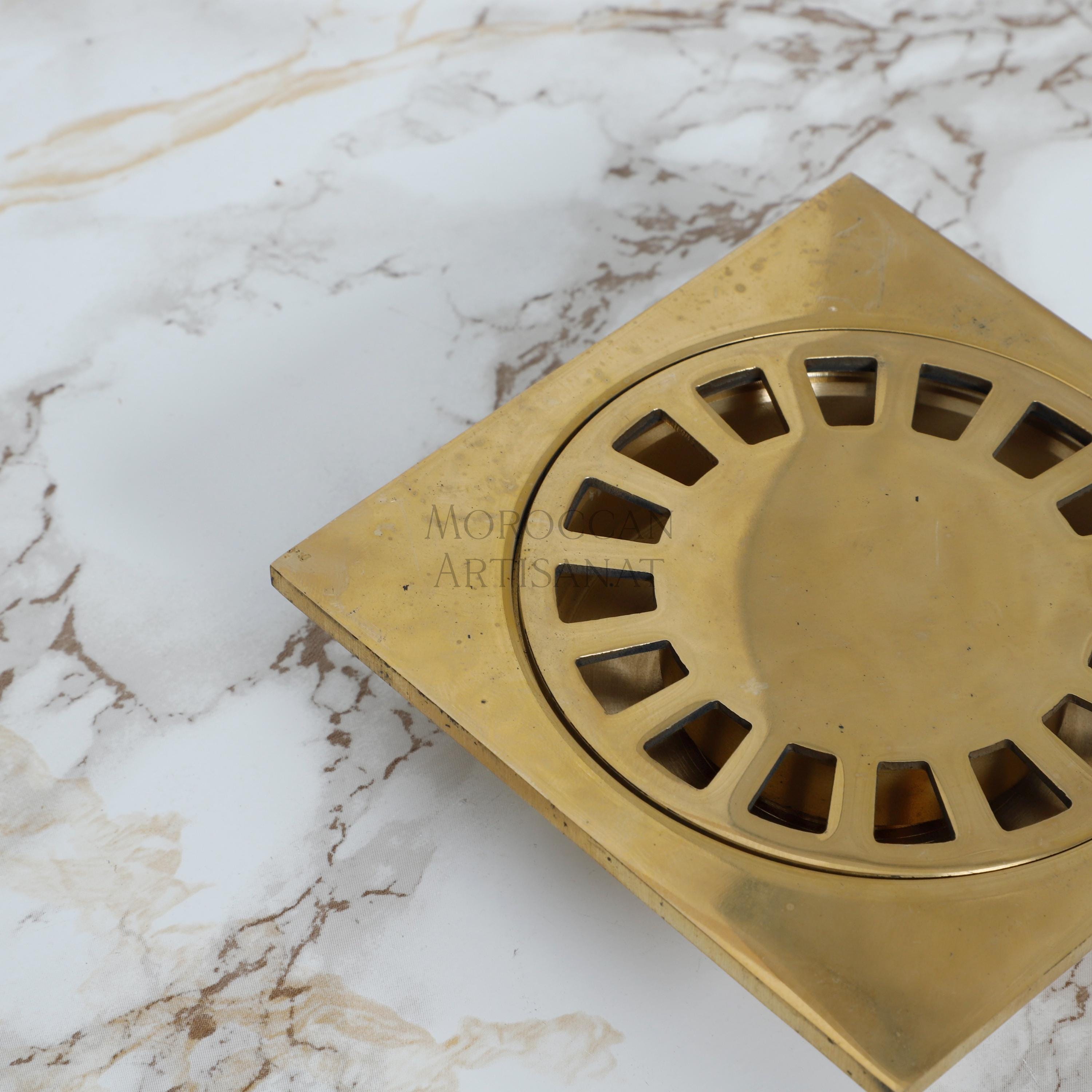 Handmade Brass Floor Cover – Moroccan Square Drain Cover