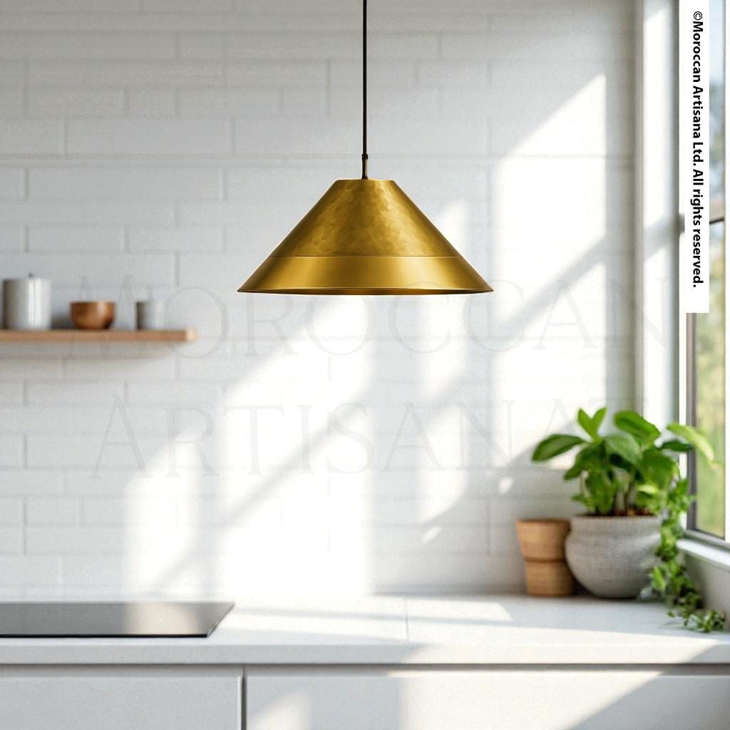 Handmade Brass Pendant Lamp – Moroccan Cone Dome Light
