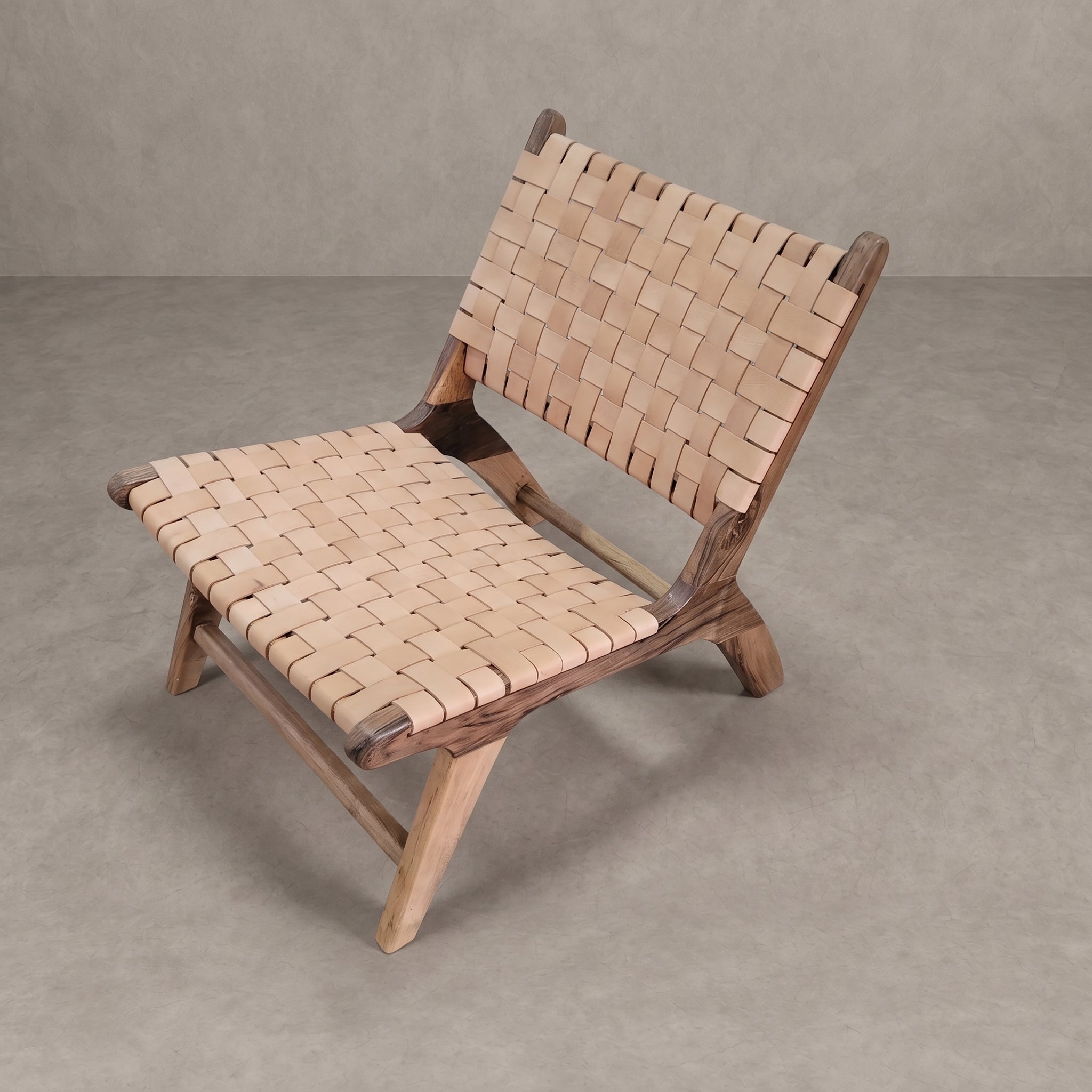 Handcrafted Natural Tan Leather Chair   