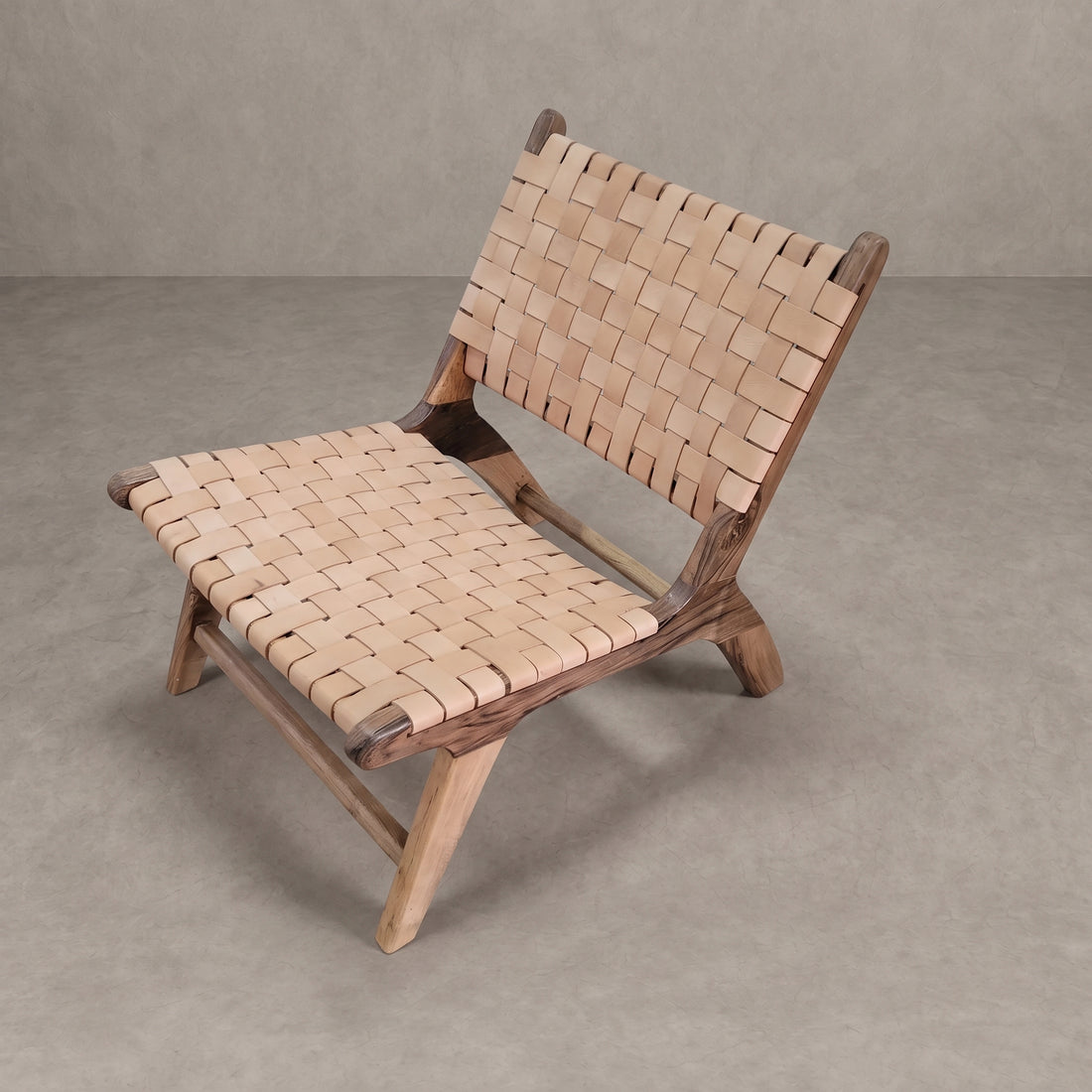 Handcrafted Natural Tan Leather Chair   