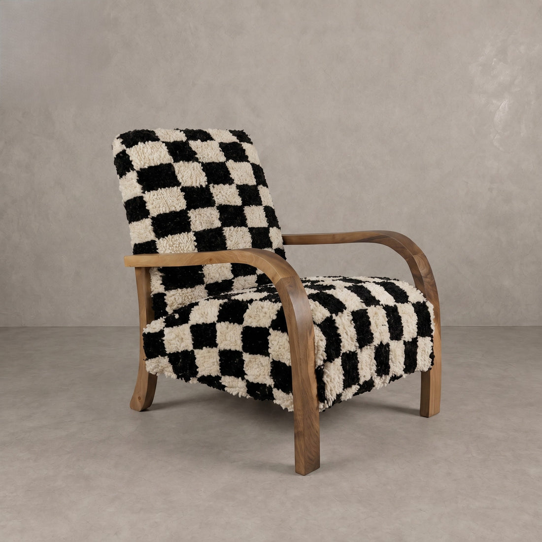 Moroccan Black White Checkerboard Armchair