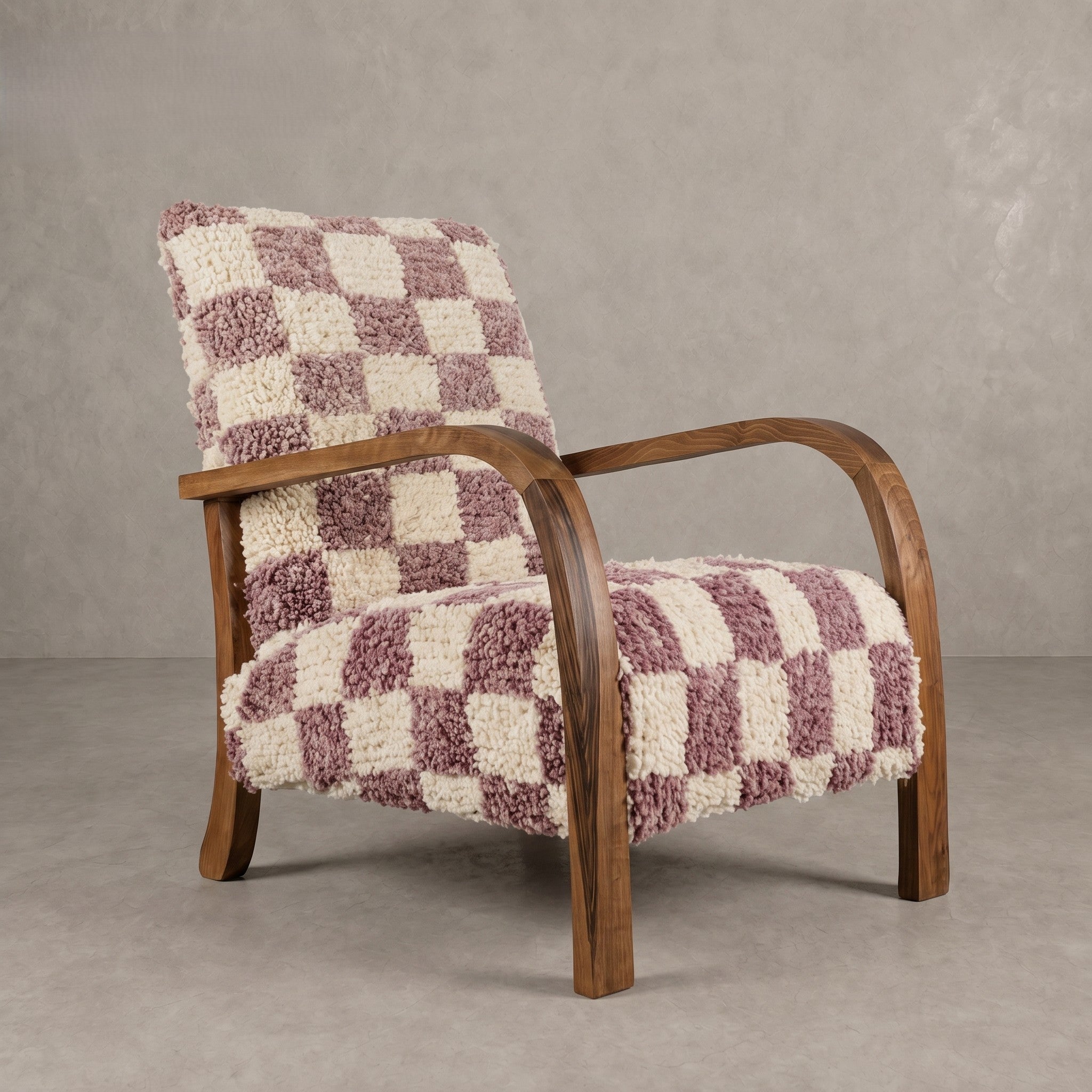 Handcrafted Moroccan Purple Checkerboard Armchair