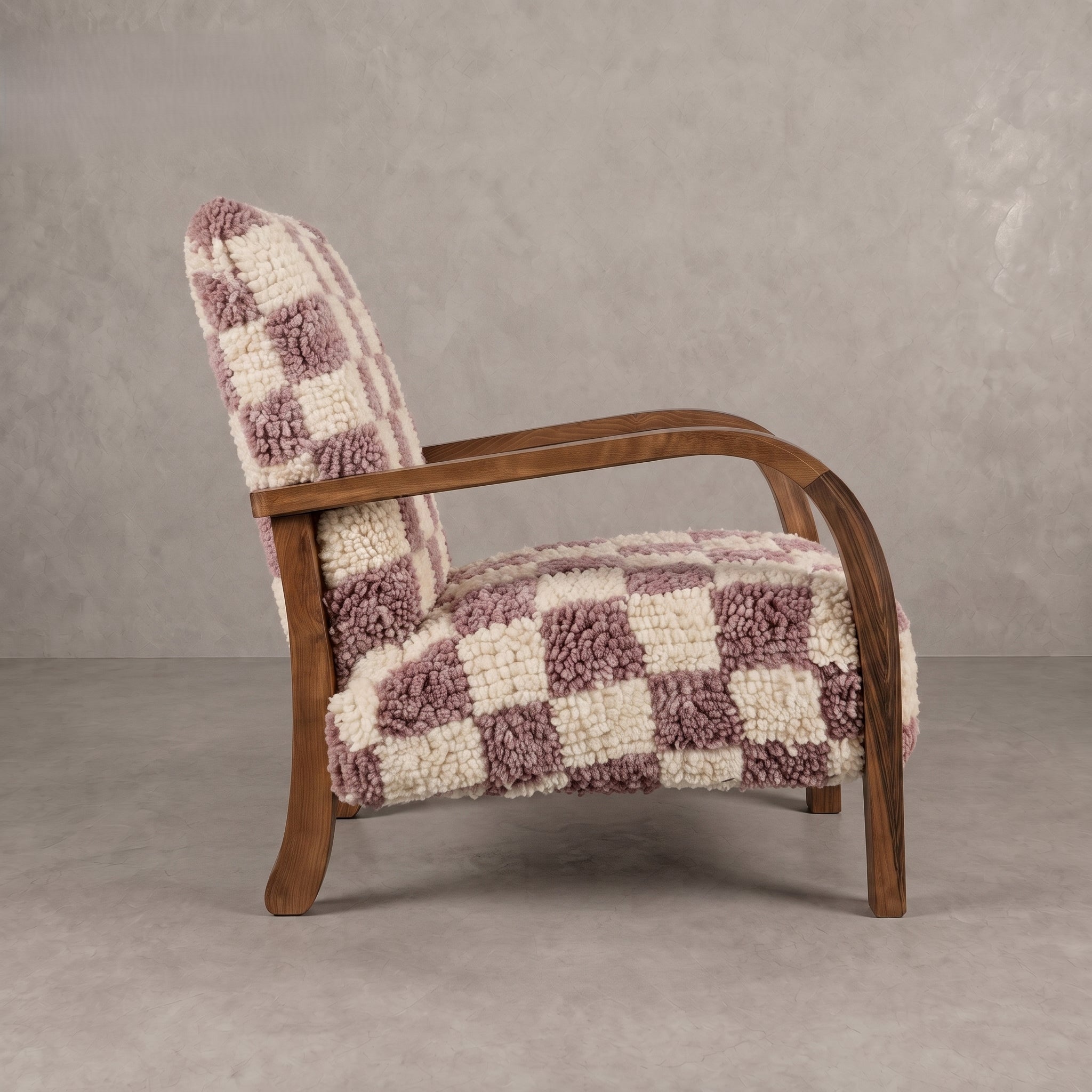 Handcrafted Purple Checkerboard Armchair